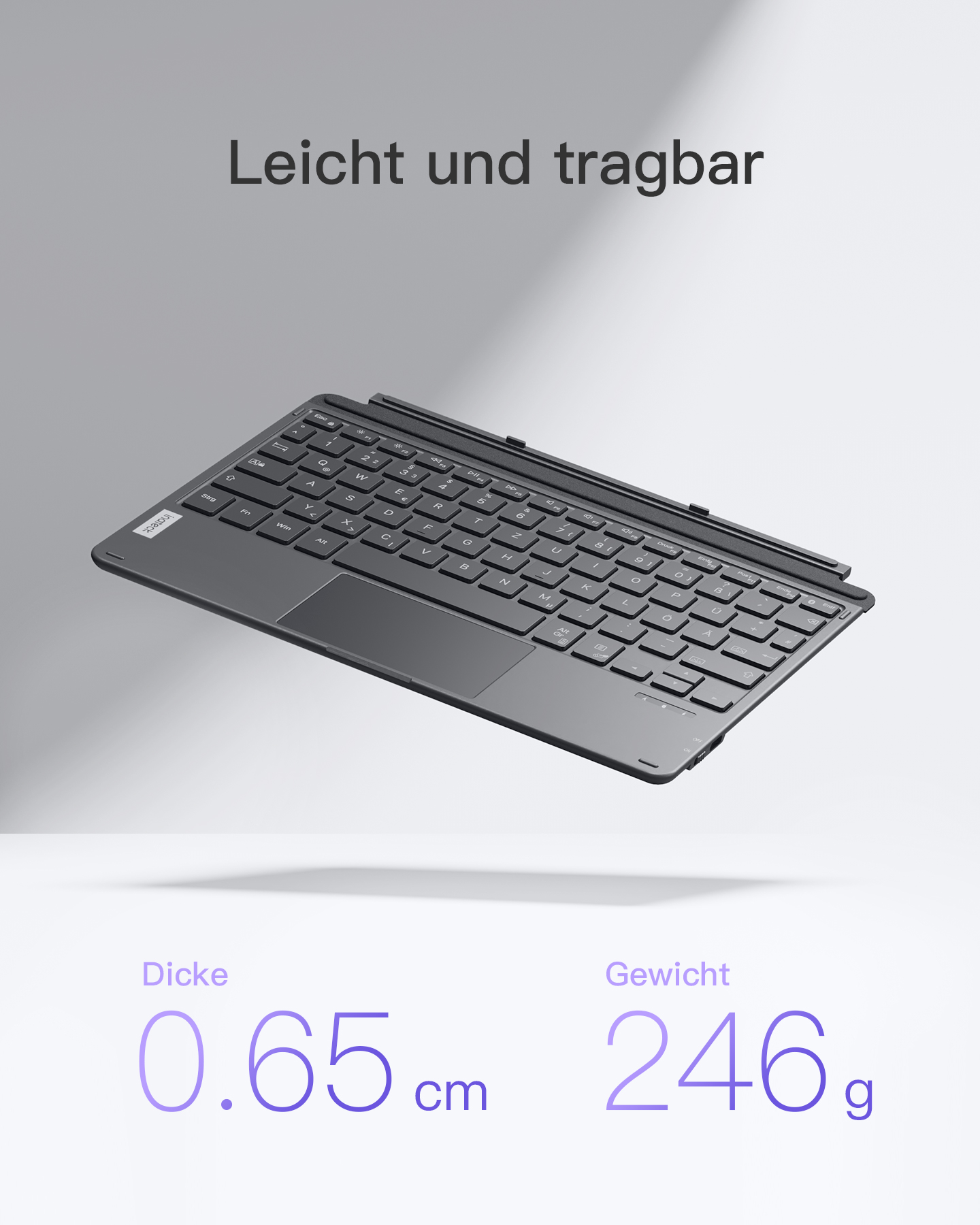 Inateck para teclado Surface Go, Bluetooth 5.3, retroiluminación de 7