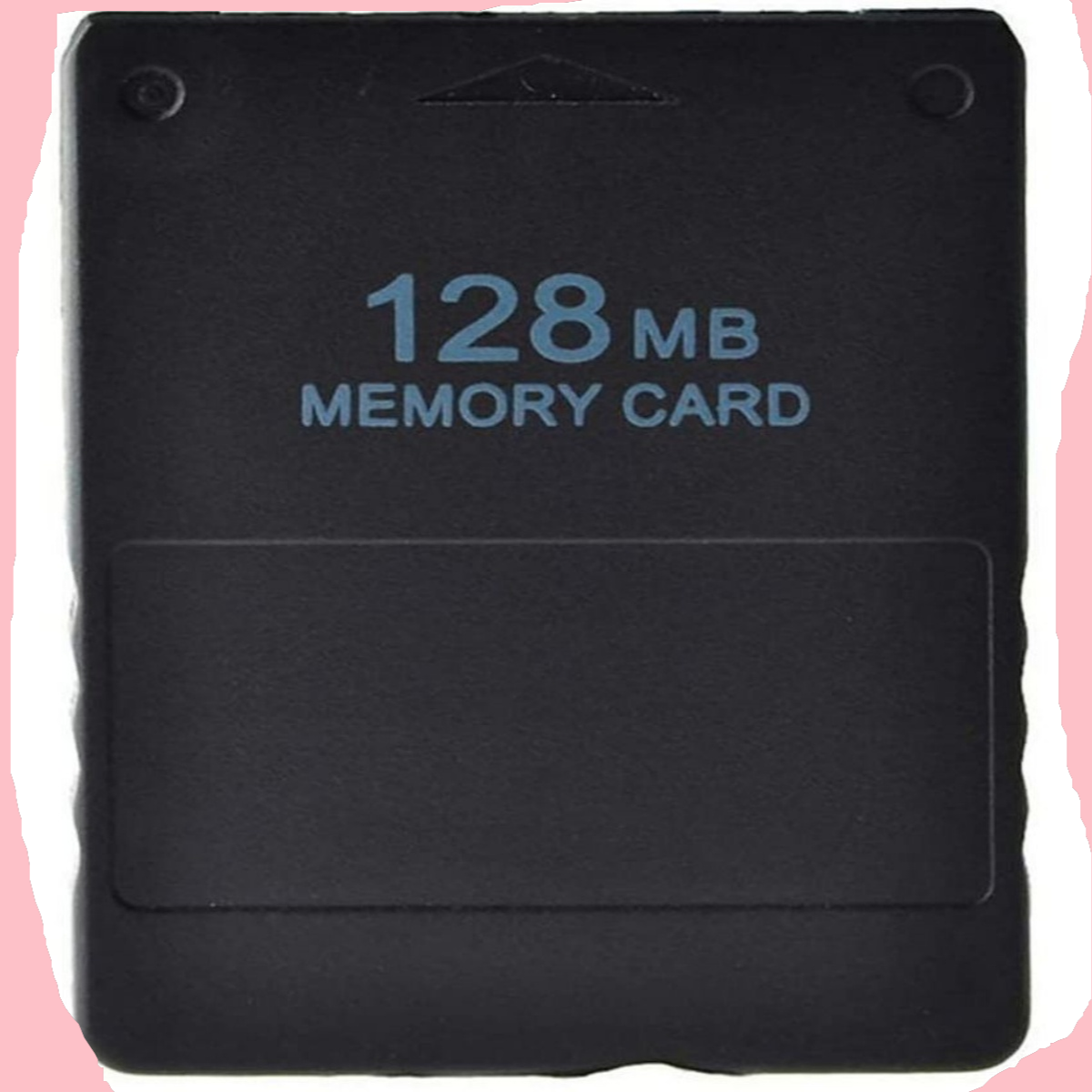 Schwarze 128MB Speicherkarte mit Etikett.