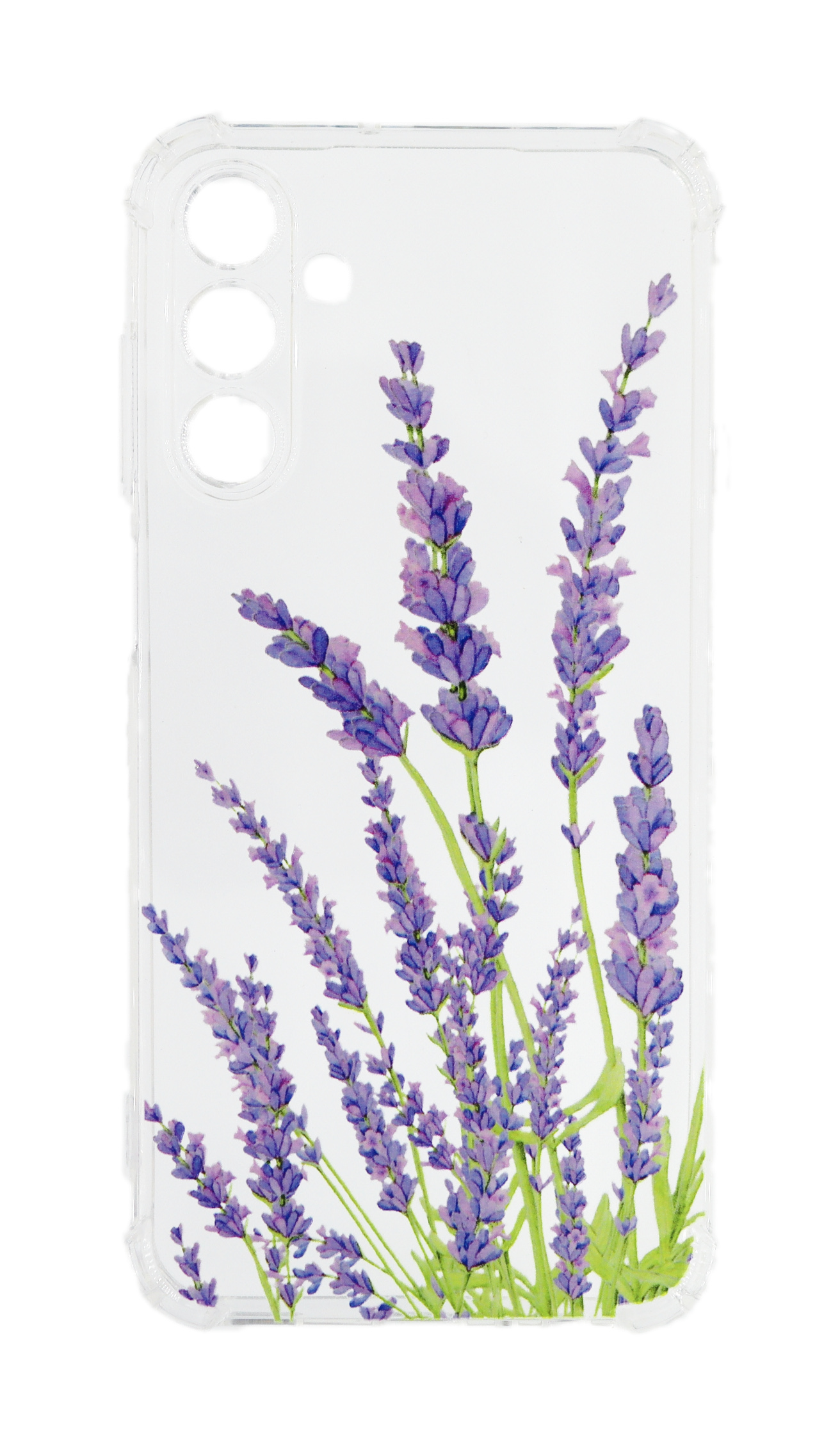 Handyhülle mit Lavendelblüten. Die Hülle ist transparent. Die Hülle hat einen klaren Rand.