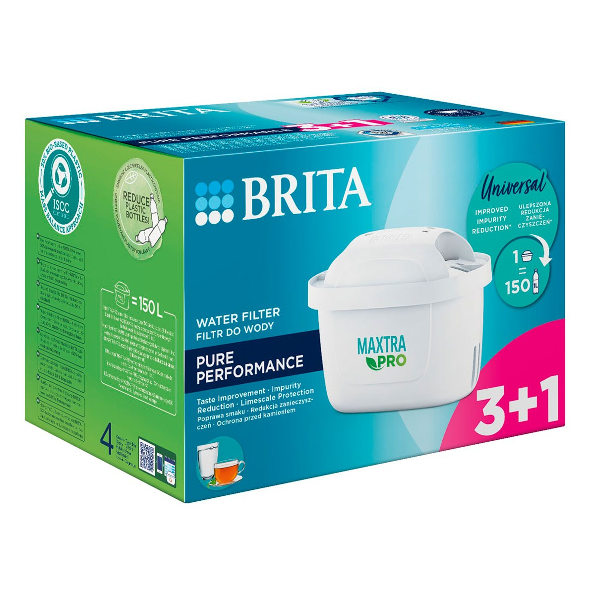 Una scatola del filtro dell'acqua Brita con filtro e testo.
