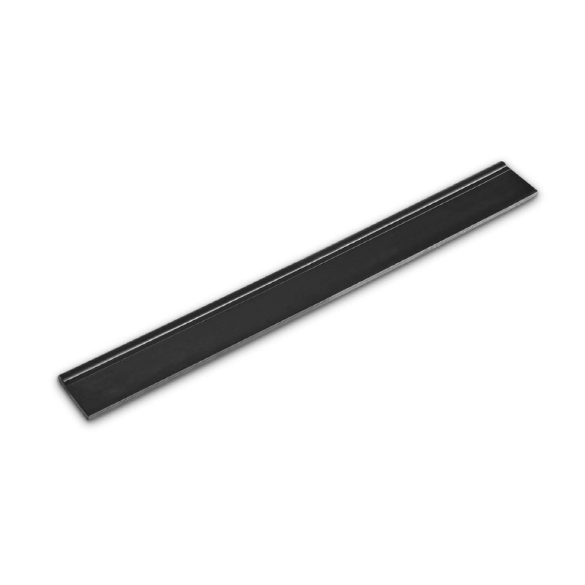 Długi, cienki, czarny metalowy pręt leżący na białej powierzchni. Pręt jest prostokątny.