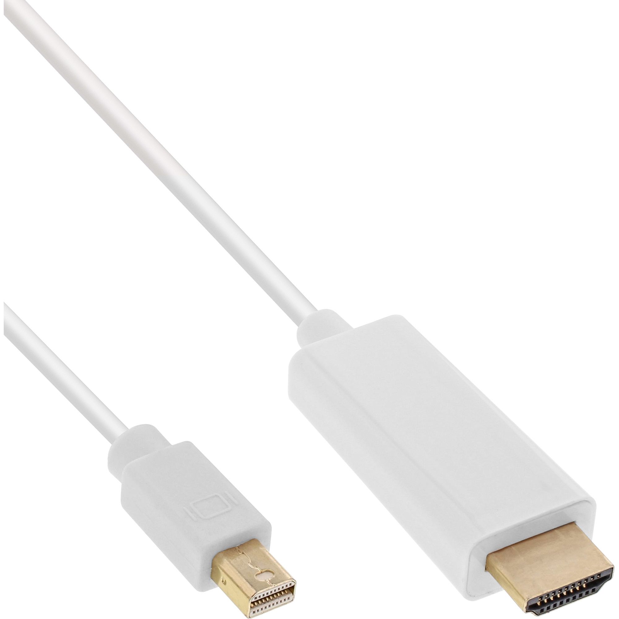 INLINE InLine® Mini DisplayPort zu HDMI Konverter Kabel, weiß, 0,5m, 4K2K, mit Audio Kabel Adapter- / Displayport zu HDMI / VGA / DVI