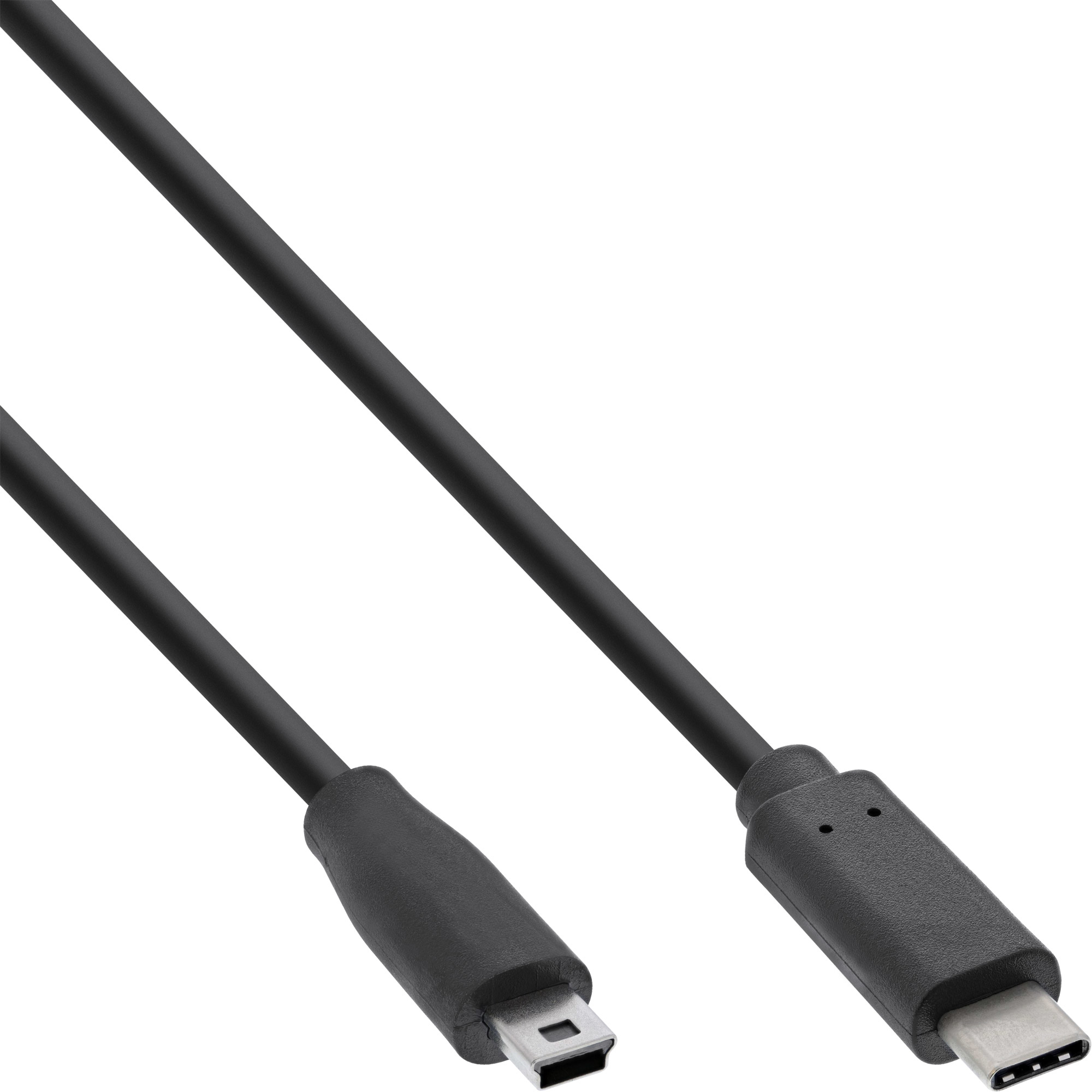 Czarny kabel z wtyczką mini-USB i USB-C.