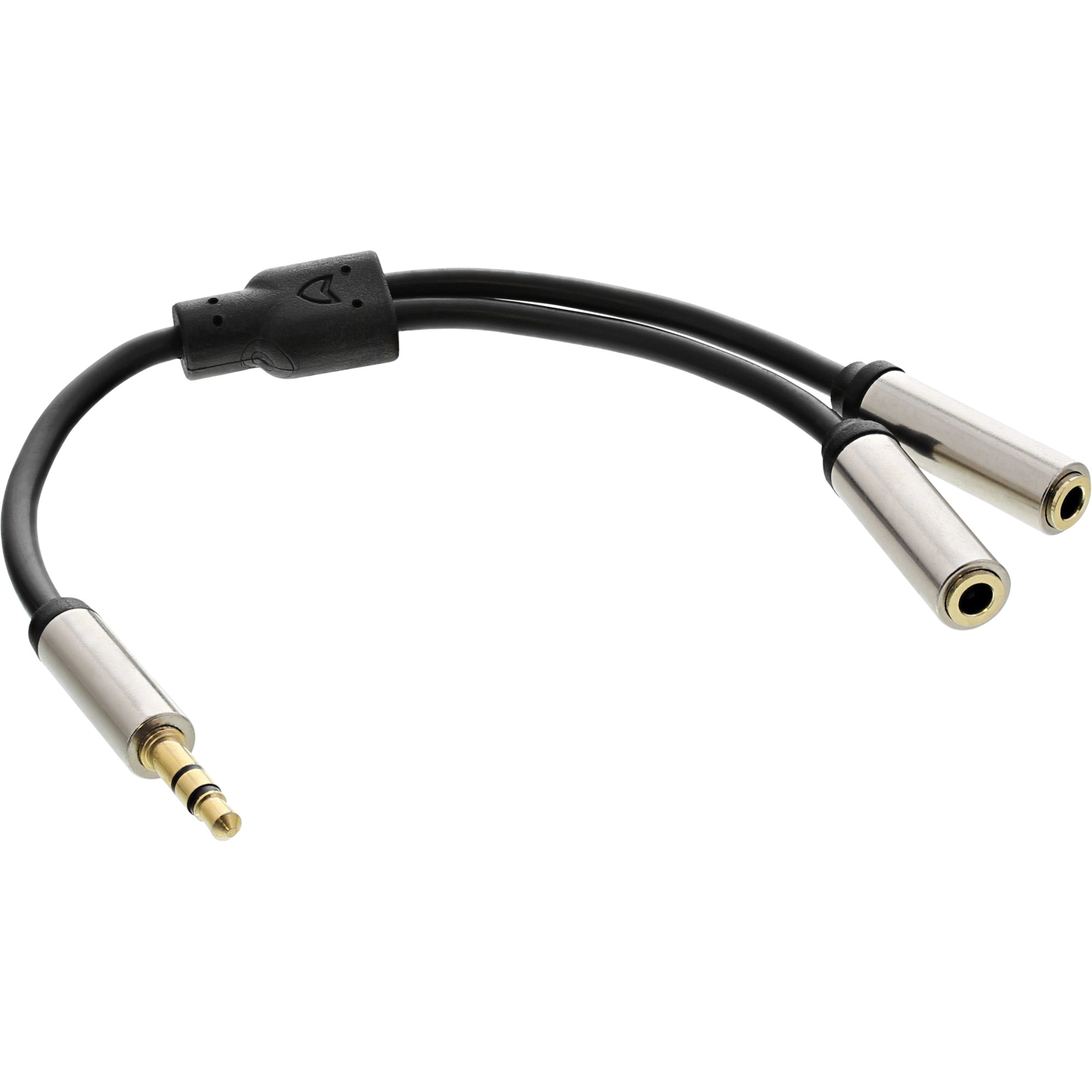 INLINE InLine® Basic Slim Audio Y-Kabel 3,5mm Klinke ST an 2x BU, 0,15m Kabel Audio- / Videokabel diverse, Audio- / Videokabel diverse, 0,15 m
