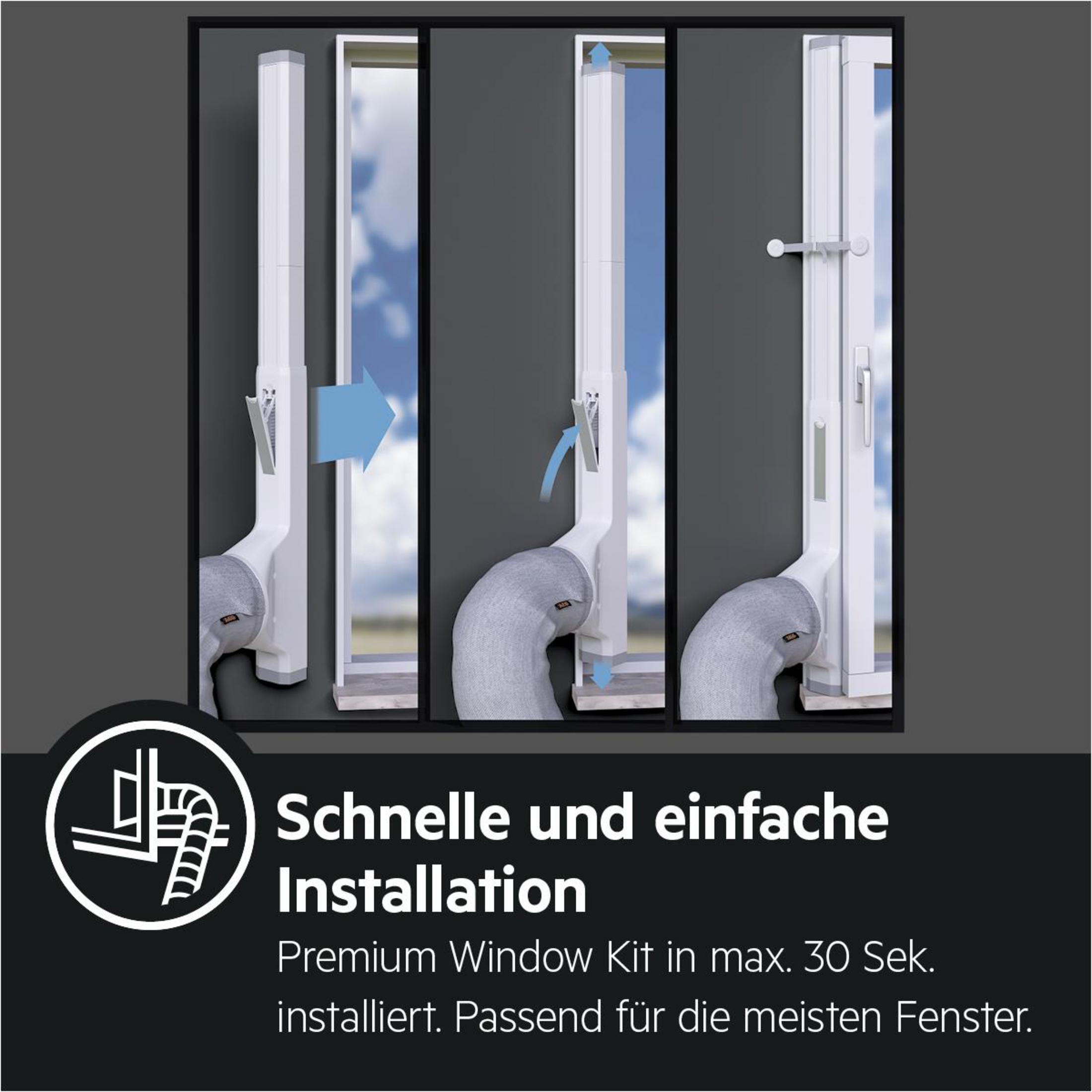 Kroki instalacji okna z tekstem: Szybka i łatwa instalacja w 30 sekund.