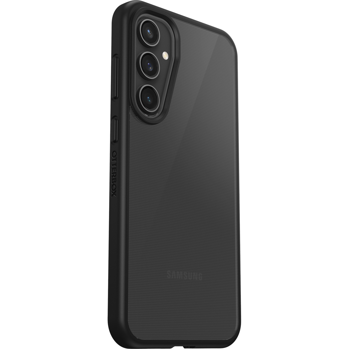 Custodia nera per telefono con telefono. La parte posteriore del telefono è visibile.
