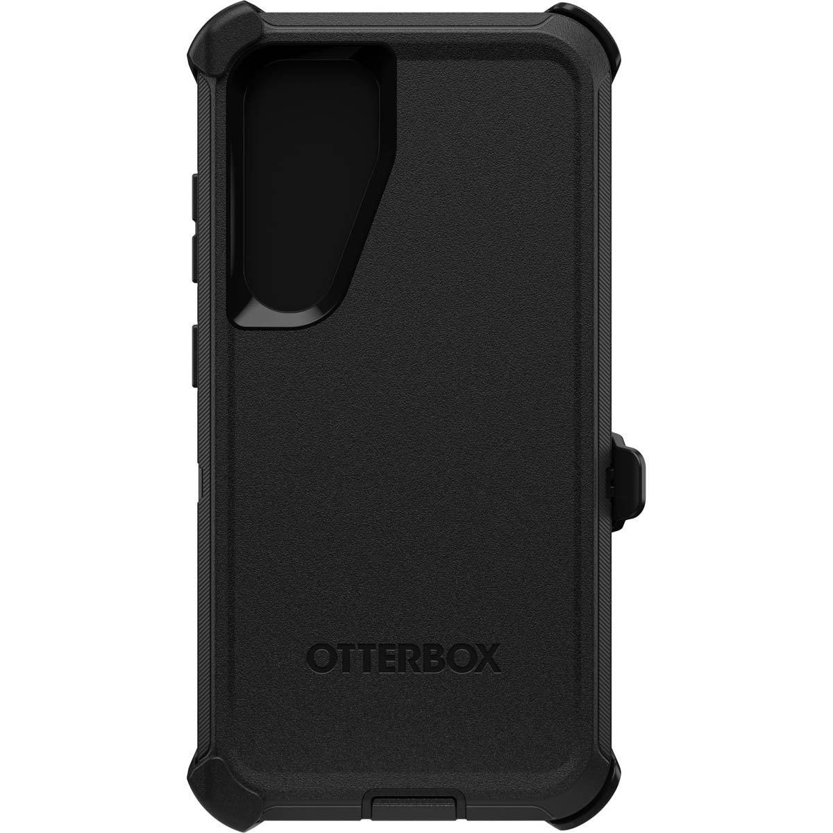 Custodia nera per telefono con logo Otterbox. Ha un ritaglio per la fotocamera e pulsanti.