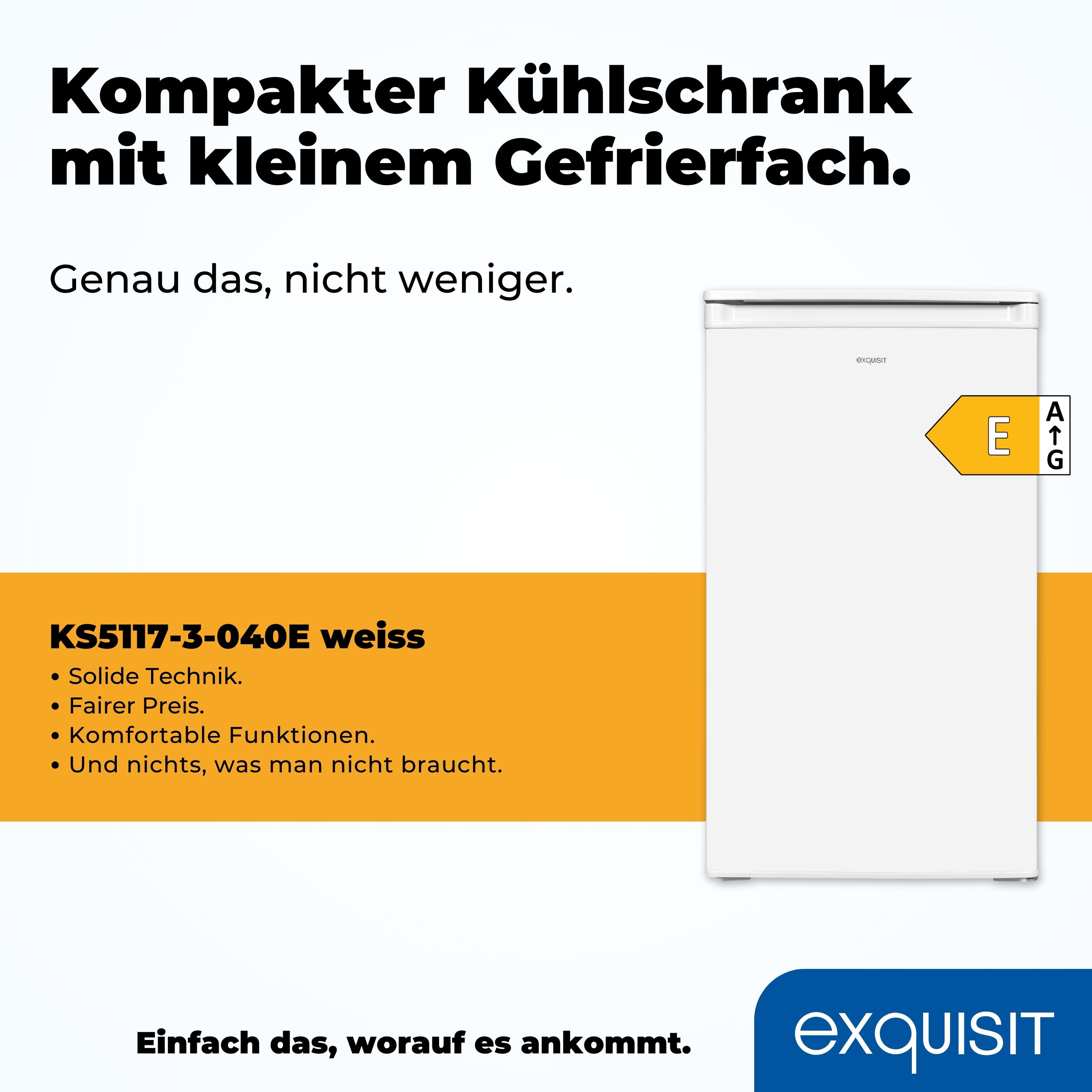 Weißer Kühlschrank mit Energielabel. Das Label zeigt die Energieeffizienz des Kühlschranks an.