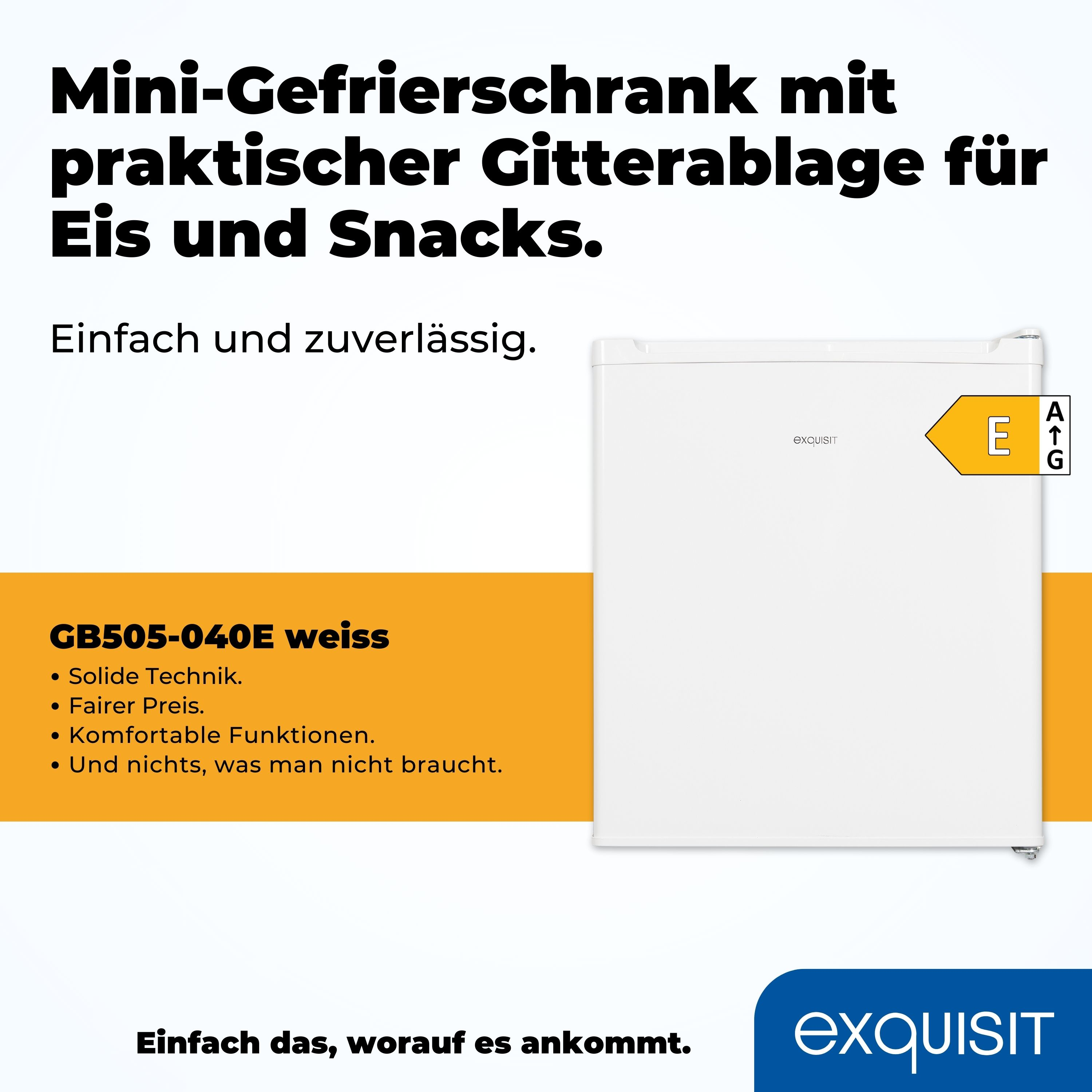 EXQUISIT GB505-040E weiss Mini-Gefrierschrank (E, 510 mm hoch