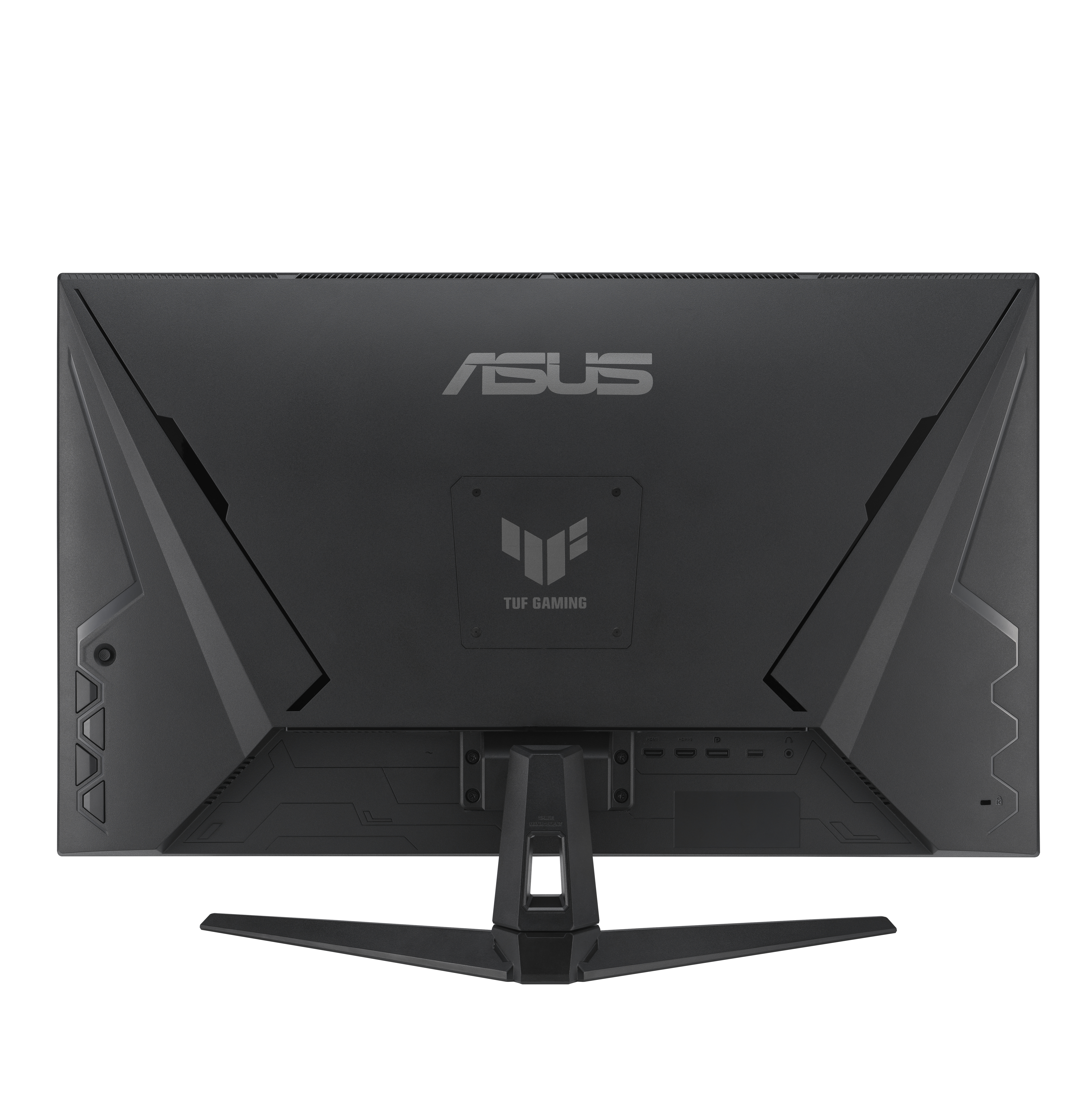 Arrière d'un moniteur de jeu ASUS TUF. Les logos ASUS et TUF Gaming sont visibles.