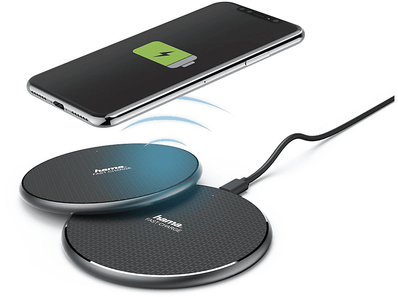 HAMA 188321 KABELL LADEGER"QI-FC10",2ER, Kabelloses Ladegerät Universal, Schwarz