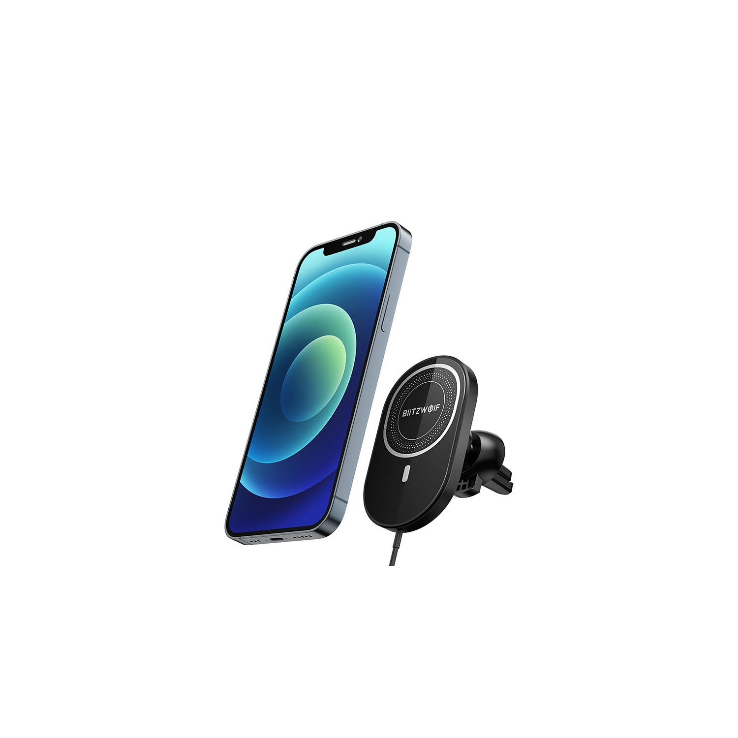 Ein Telefon neben einem kabellosen Ladepad.