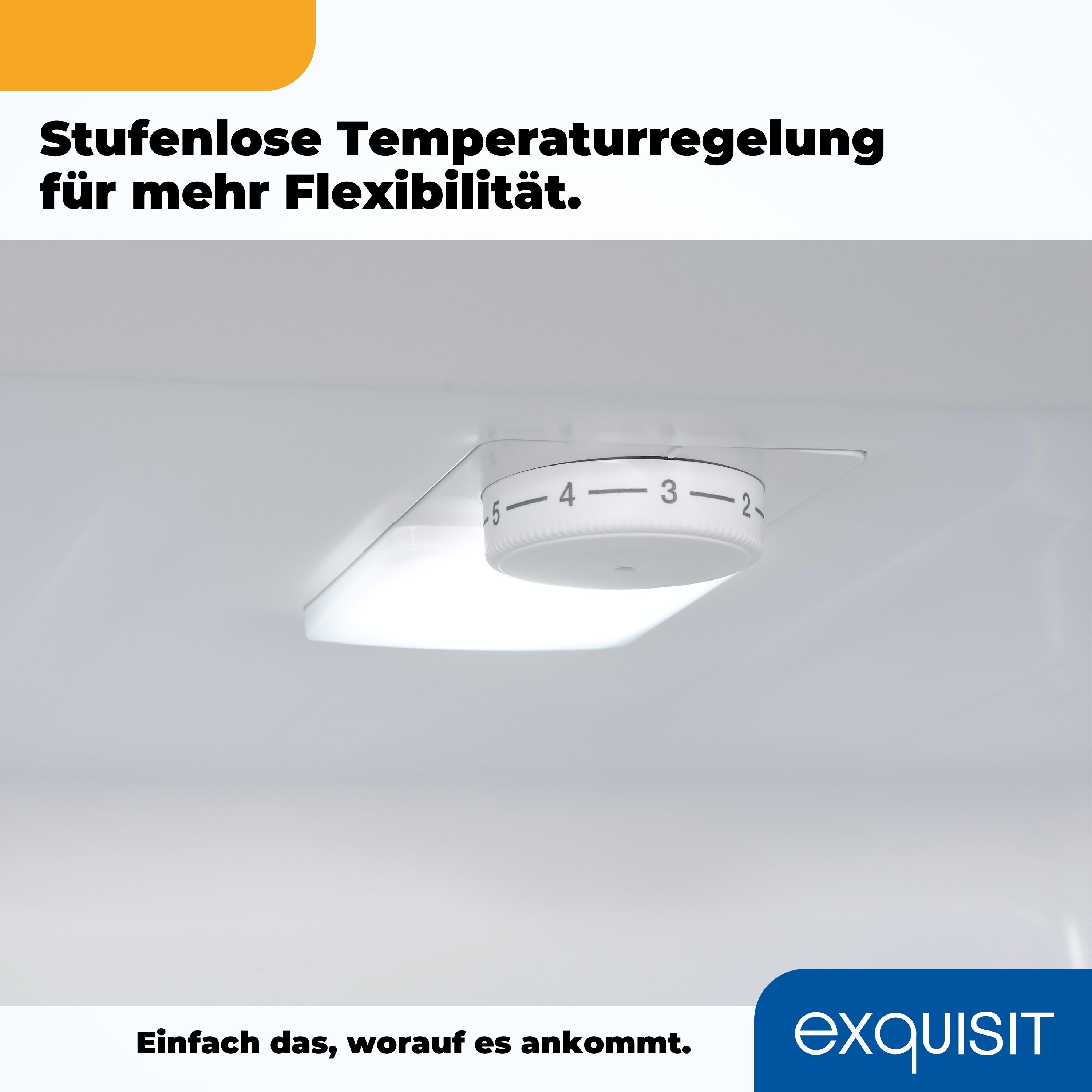 Weiße Kühlschrank-Temperaturregelung. Nummeriertes Zifferblatt. Weißer Hintergrund.