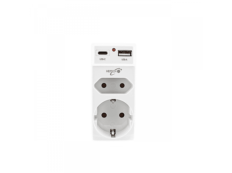 HEITECH 4003707 6x 2-fach mit 1 USB und 1 USB Type-C Steckdosenadapter ...