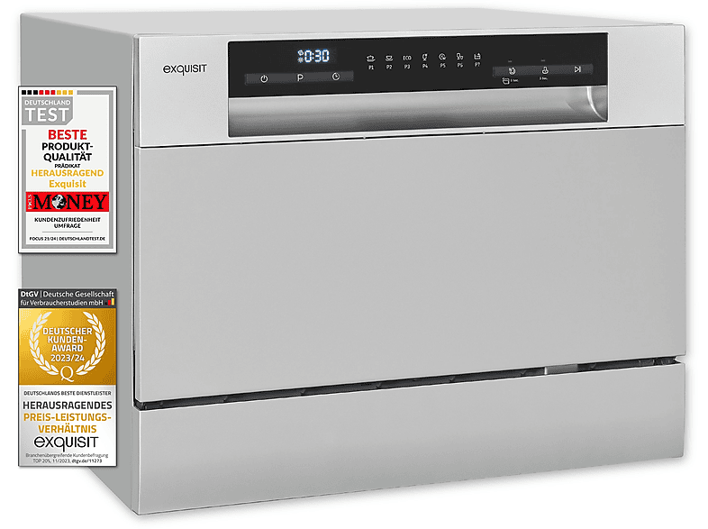 EXQUISIT GSP5206-030D Geschirrspüler (freistehend (Besteckkorb, 550 mm breit, 49 dB (A), D)