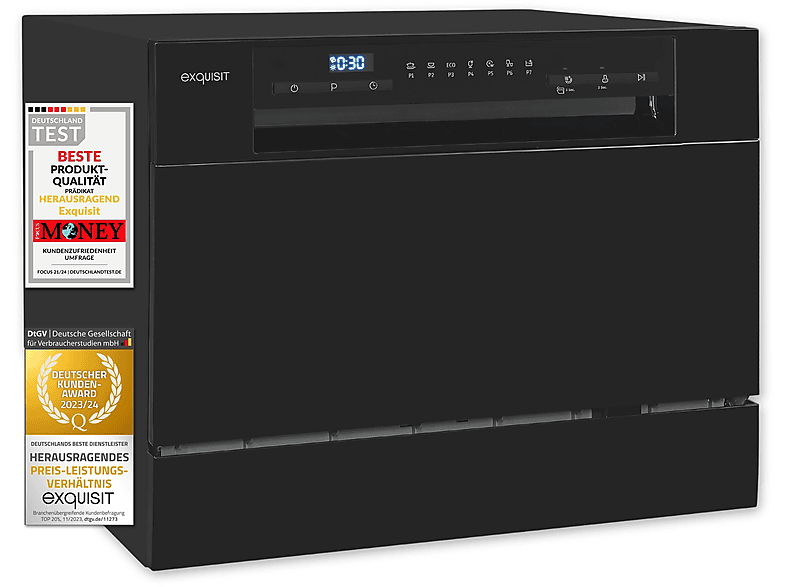EXQUISIT GSP5206-030D Geschirrspüler (freistehend (Besteckkorb, 550 mm breit, 49 dB (A), D)