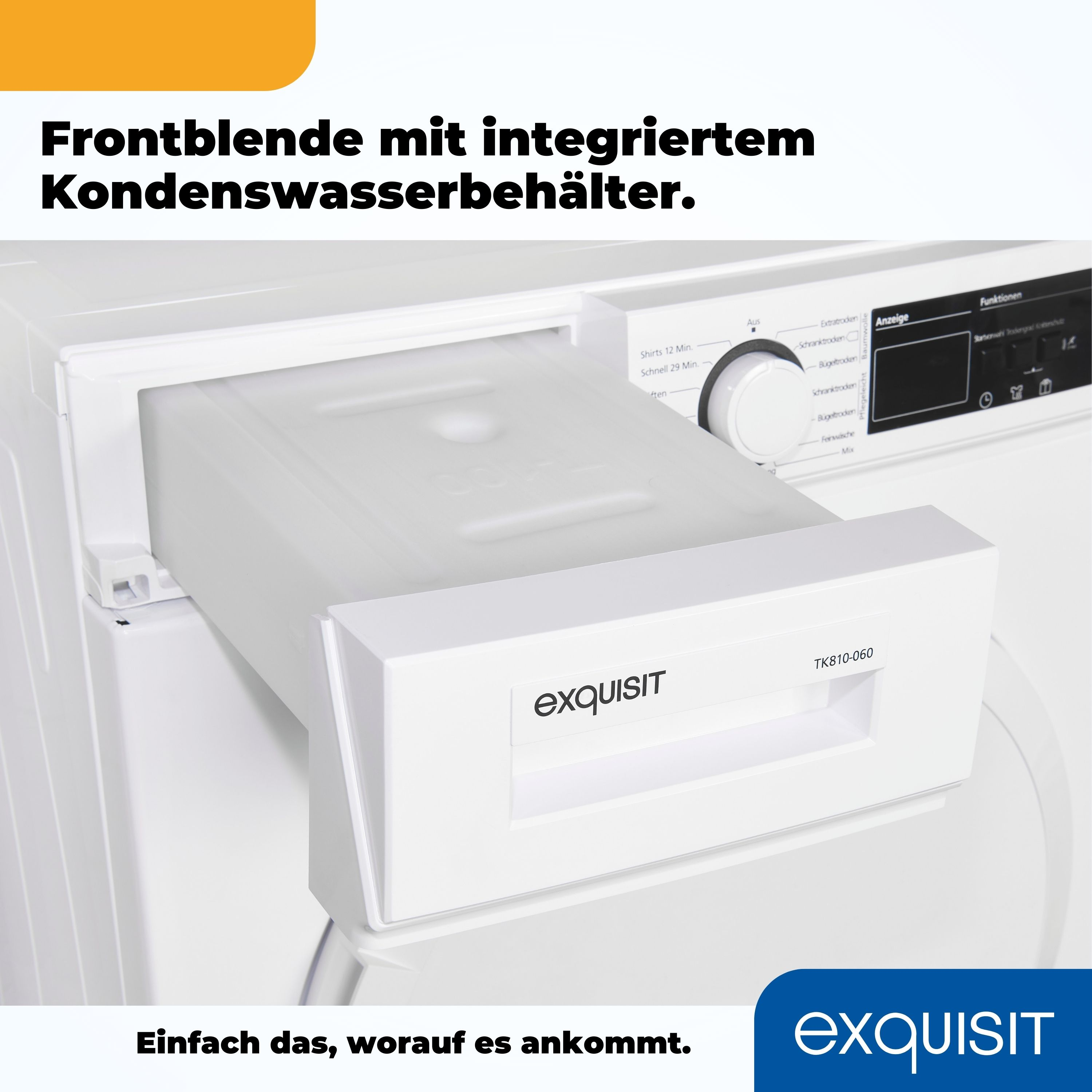 Weiße Waschmaschine mit geöffneter Schublade, die einen Wasserbehälter zeigt.