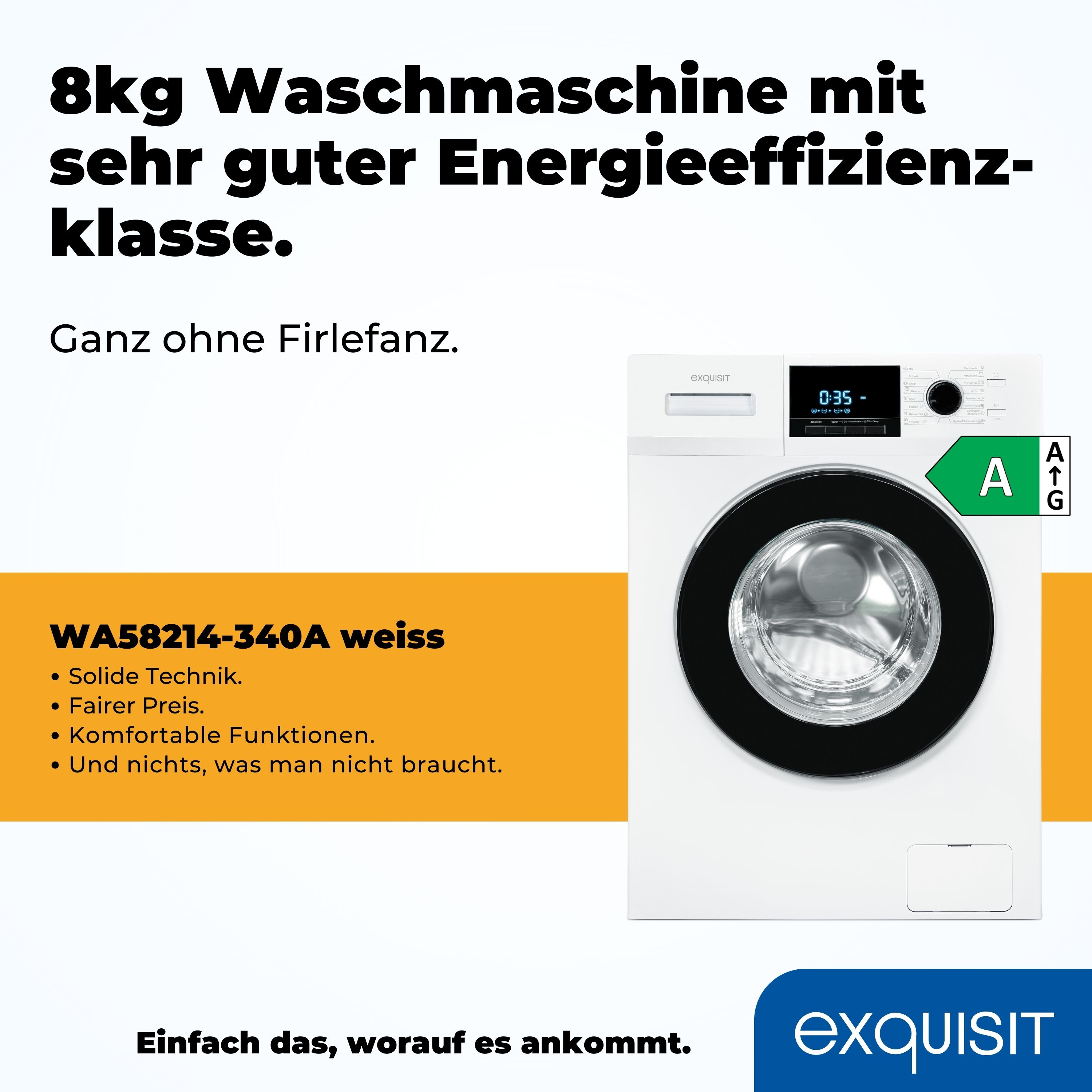 Exquisit Waschmaschine WA8014-340A Weiss | 8