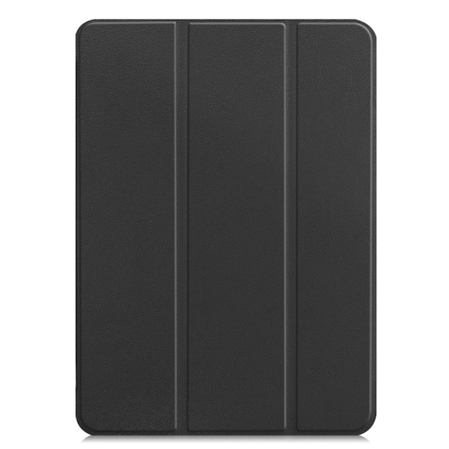 Funda negra para tableta, cerrada y plana, con superficie texturizada.