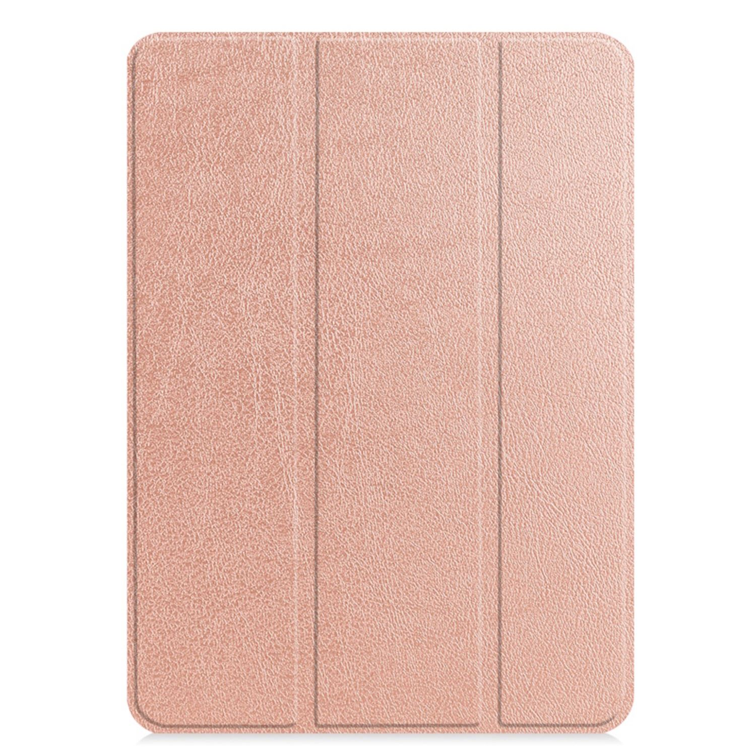 Funda para tableta color oro rosa con superficie texturizada. La funda se muestra con la tapa cerrada.