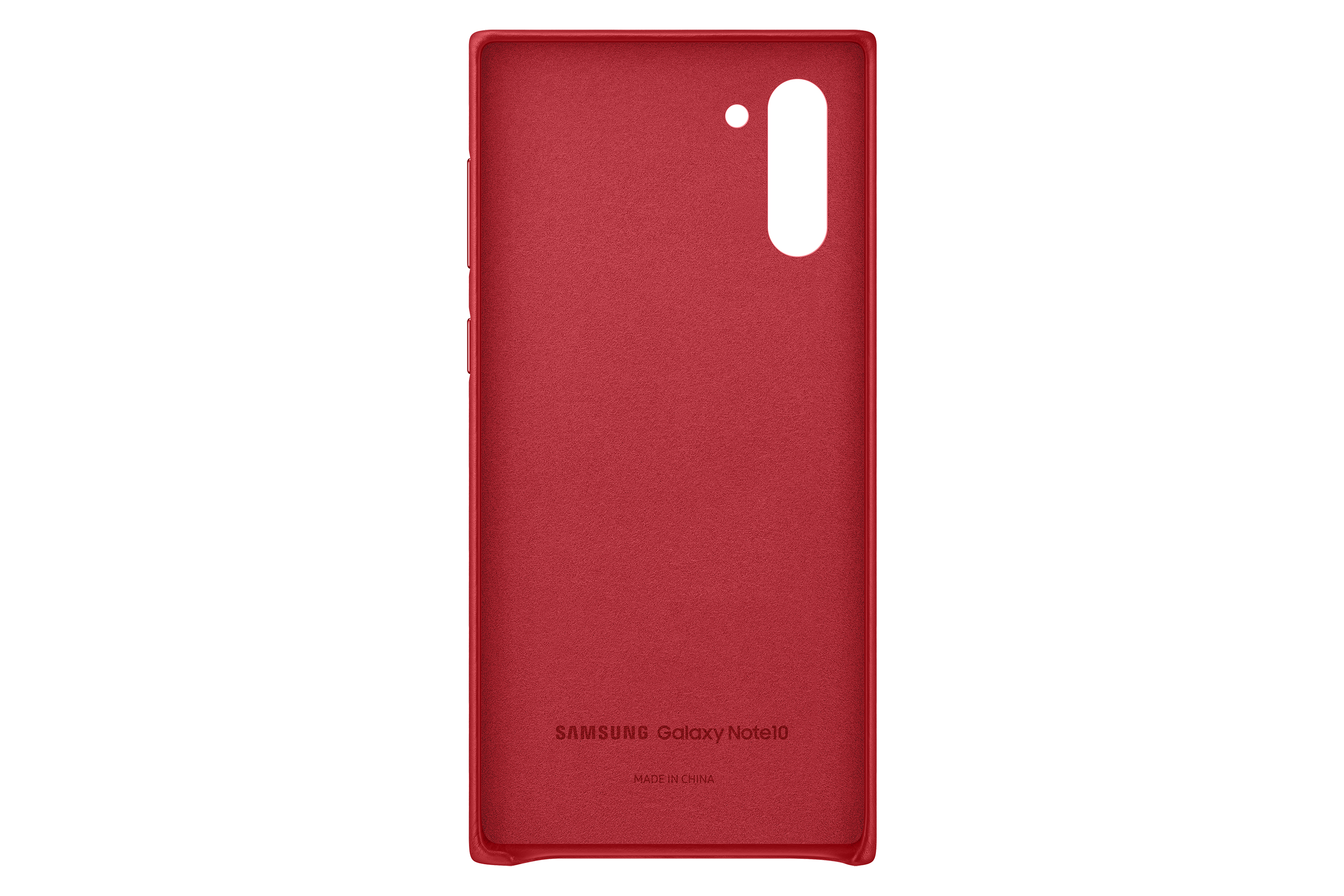 Funda roja para Samsung Galaxy Note10 con el logo de Samsung sobre fondo blanco.