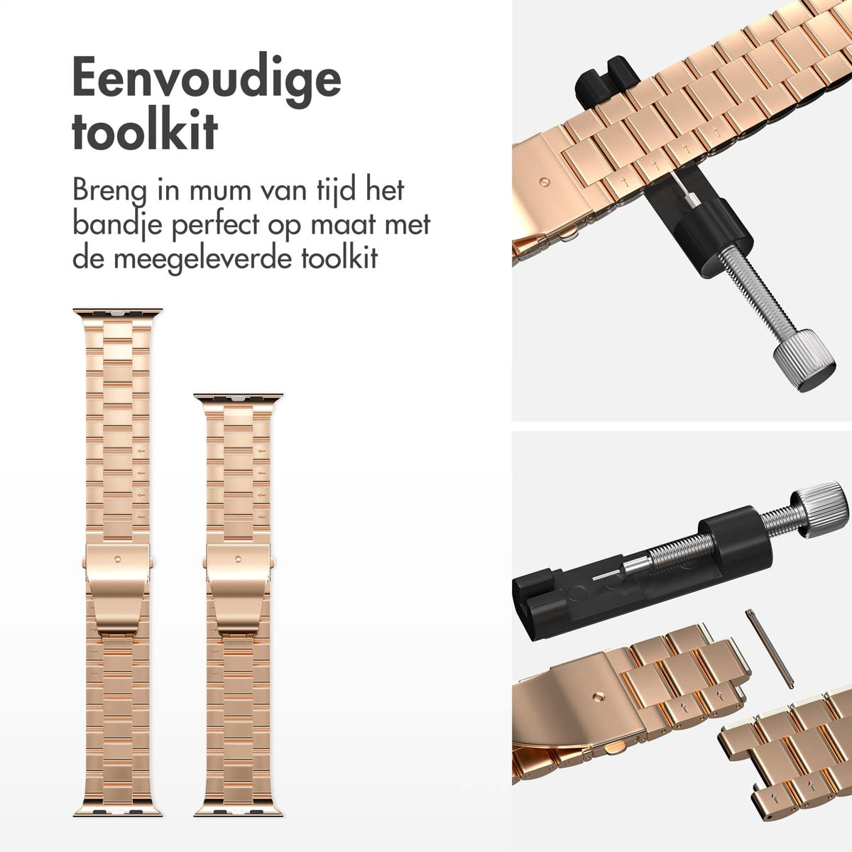 A toolkit with watch straps and tools. It shows how to adjust the watch band.