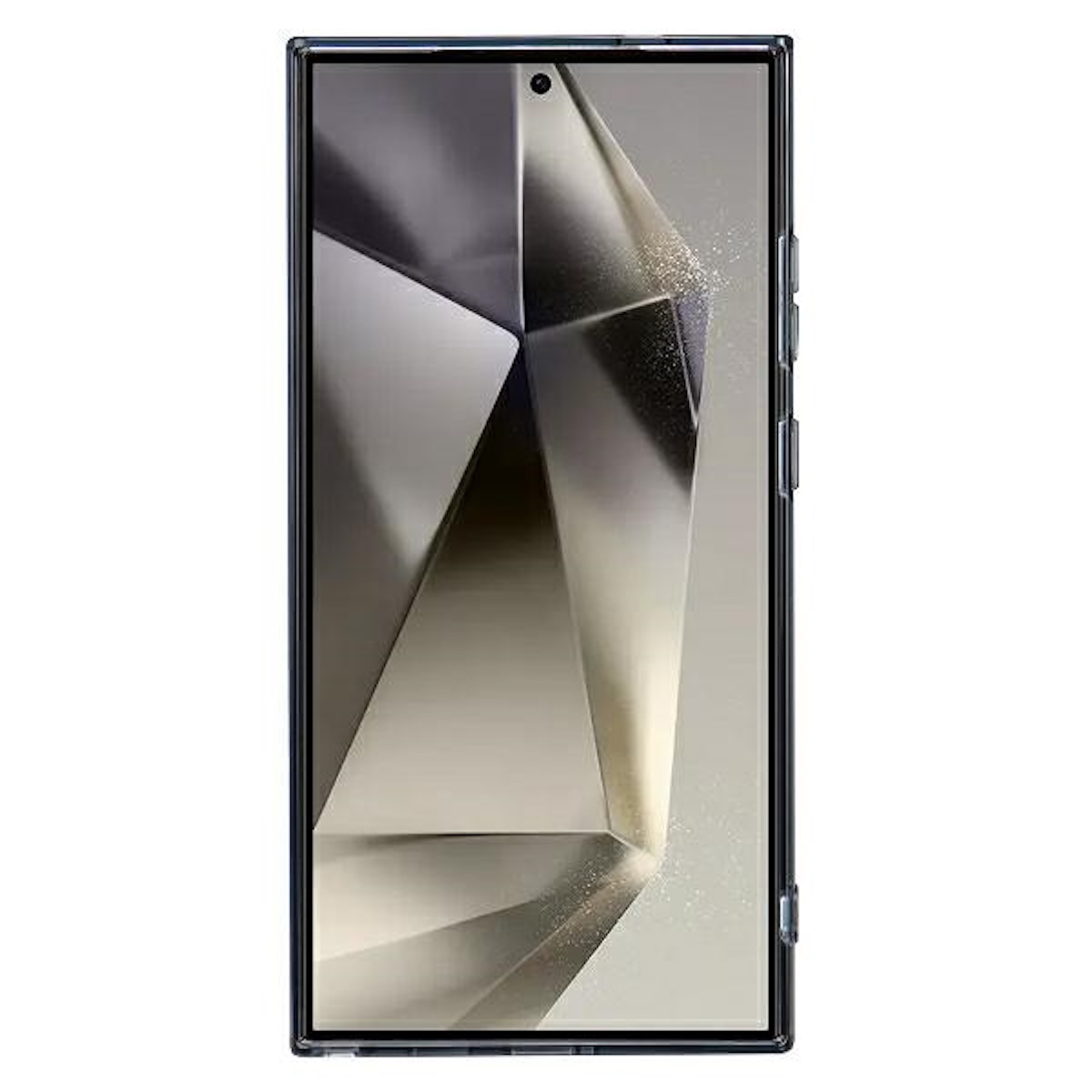 Uno schermo di smartphone con un design geometrico, che mostra un motivo astratto moderno e angolare.