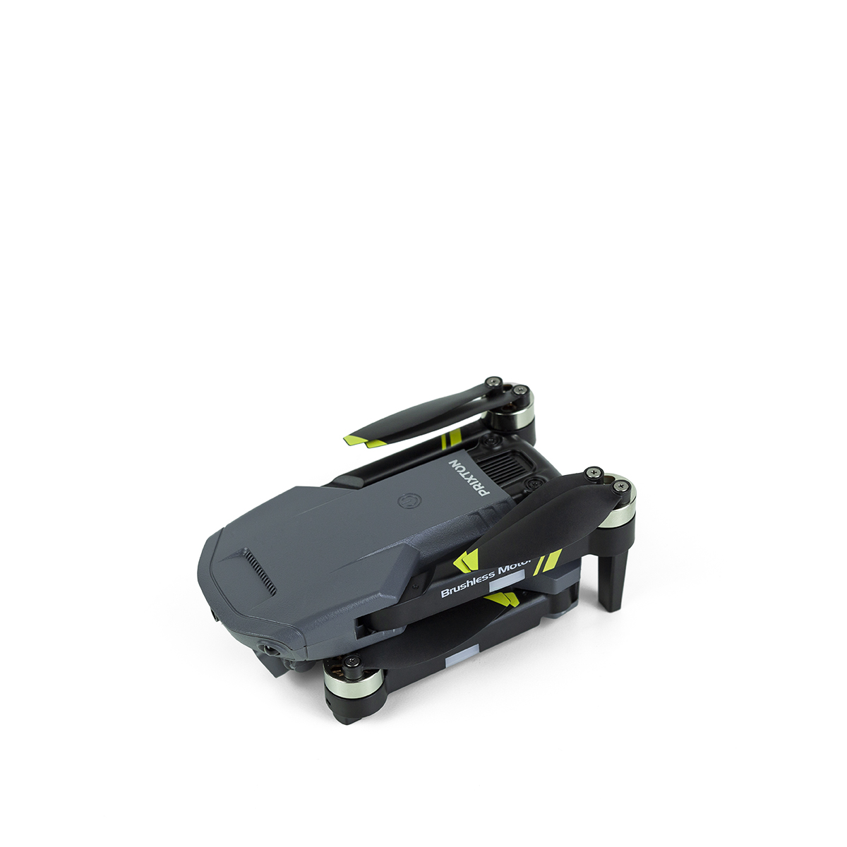 Szary i czarny dron z widoczną nazwą marki 'Pxixton'. Na białym tle.