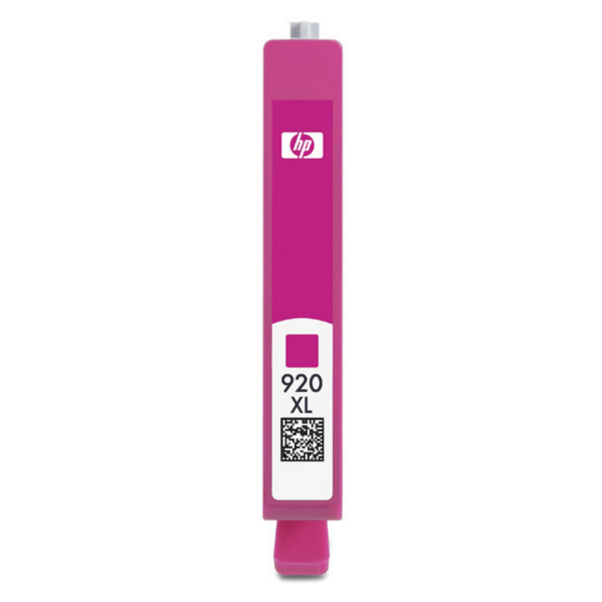 Cartucho de tinta HP rosa con etiqueta en blanco y negro, logo HP y texto 920 XL.