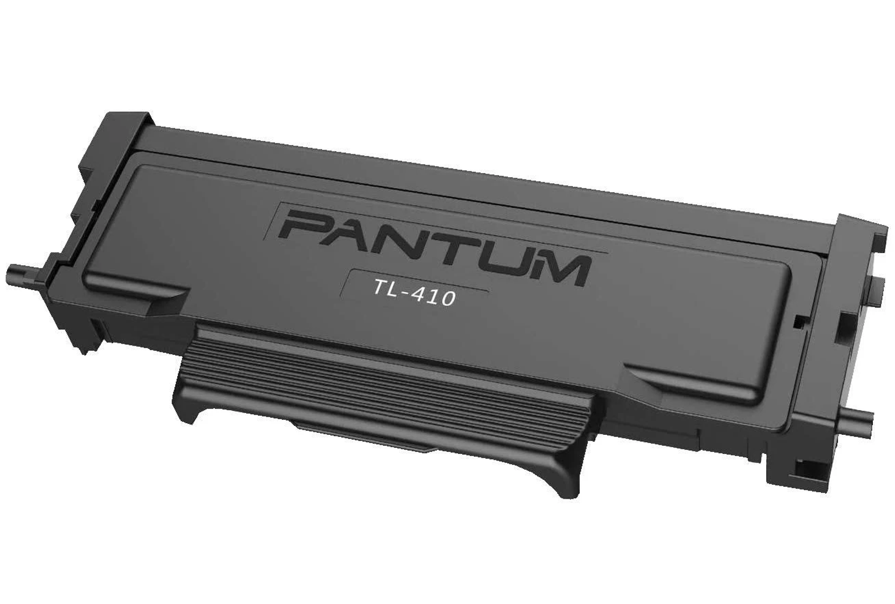 Una cartuccia toner Pantum TL-410 nera su sfondo bianco.
