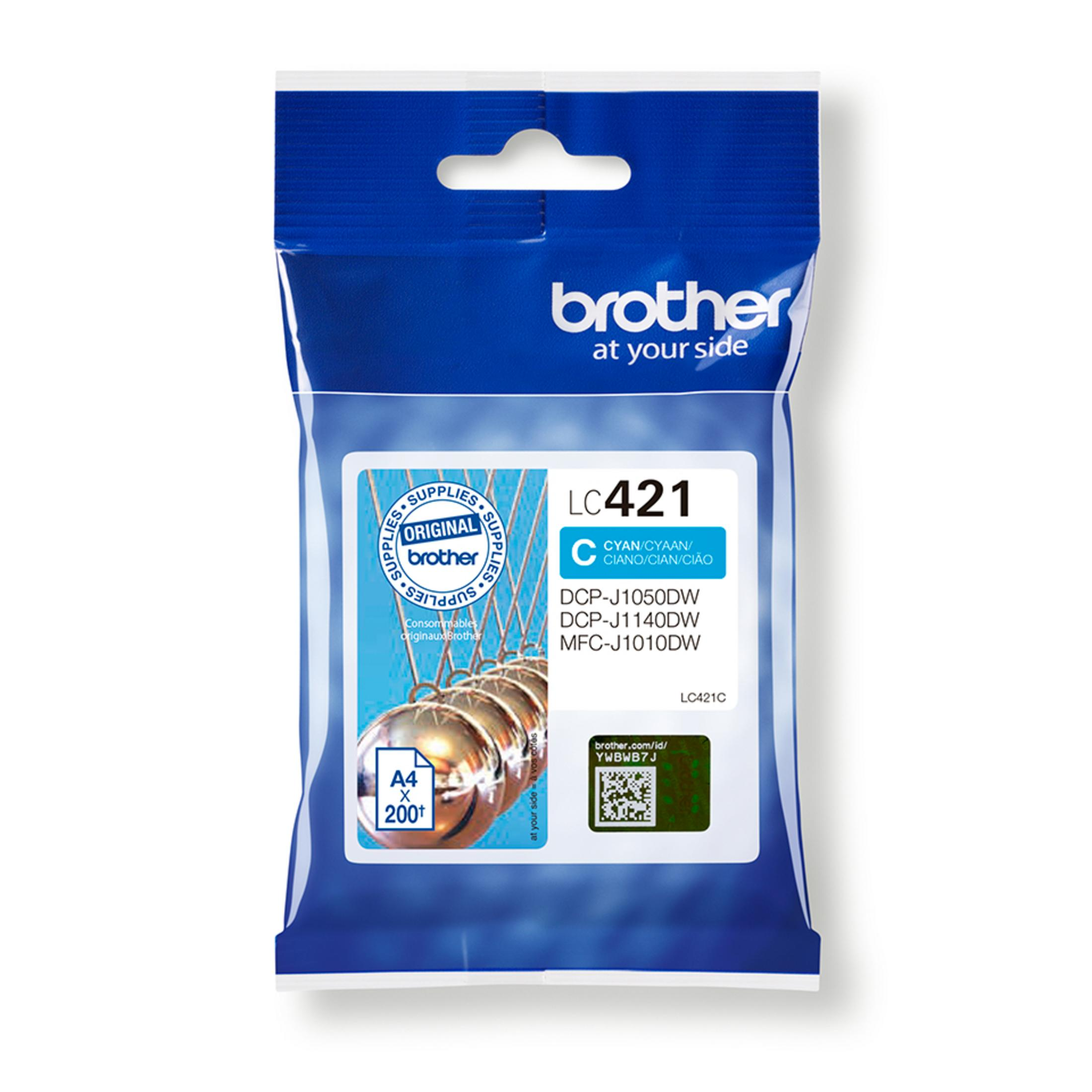 A blue and white package of printer ink cartridges with the text 'brother' on it.