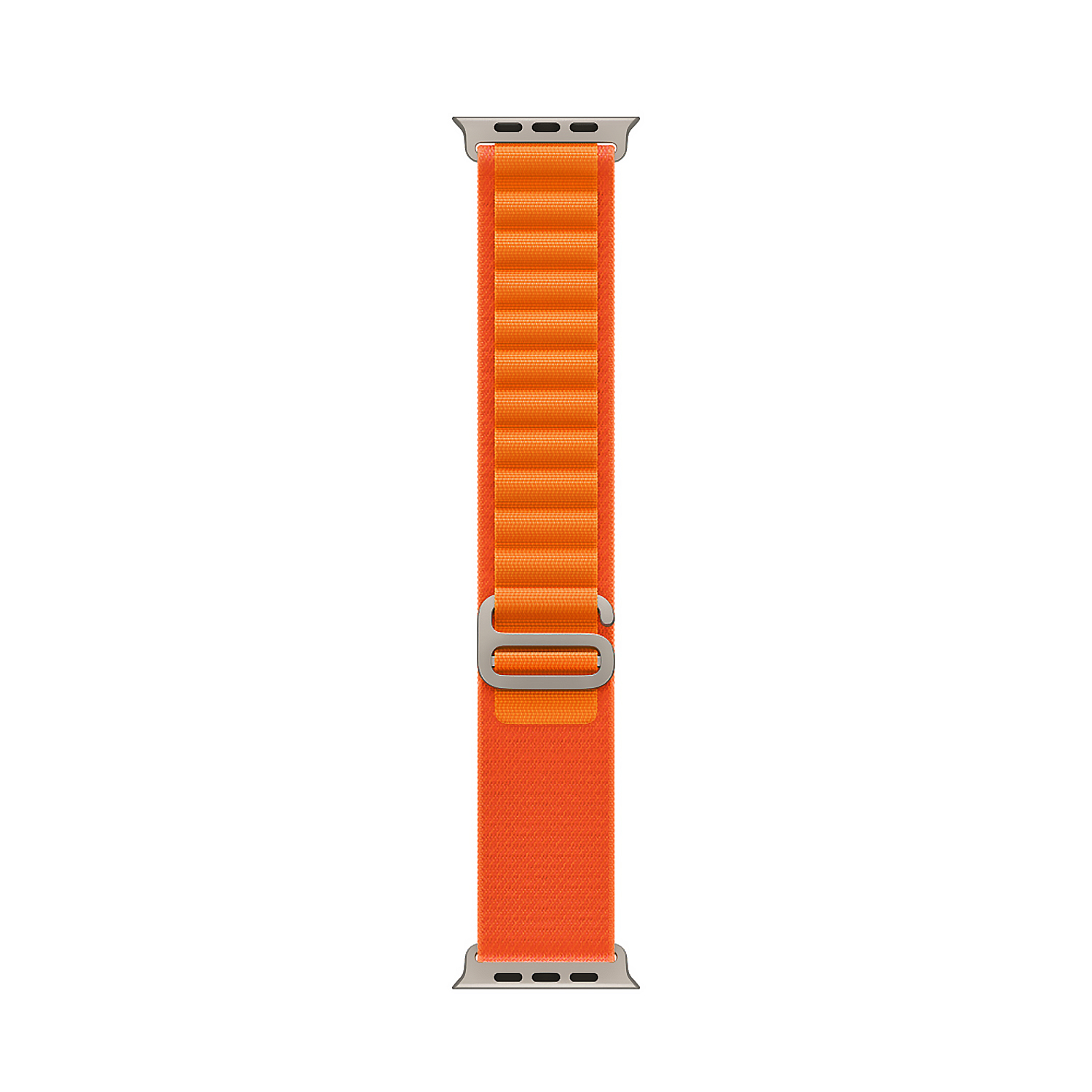 Cinturino sport loop arancione per un Apple Watch.