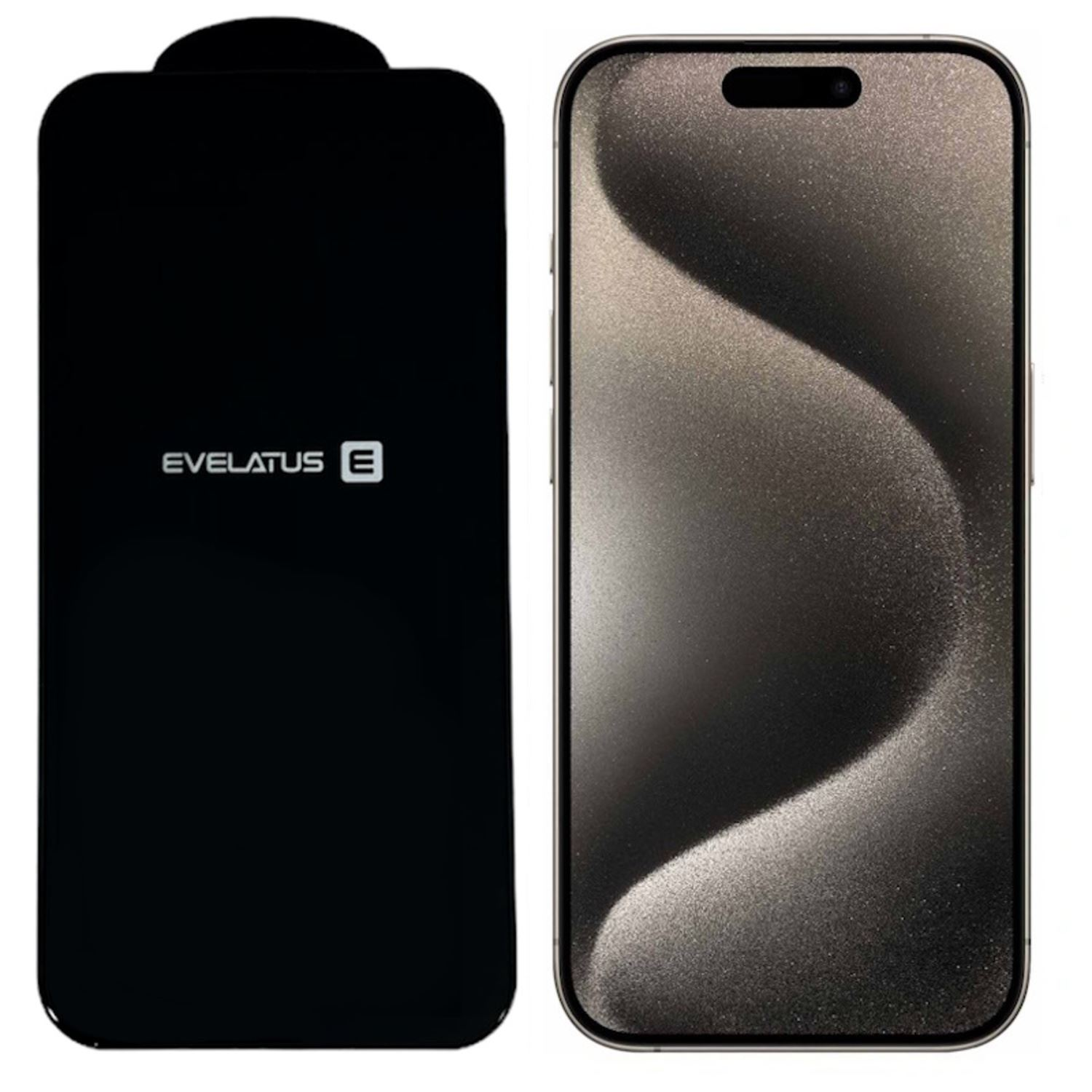 Un teléfono negro con una funda protectora de pantalla, sobre una superficie blanca.