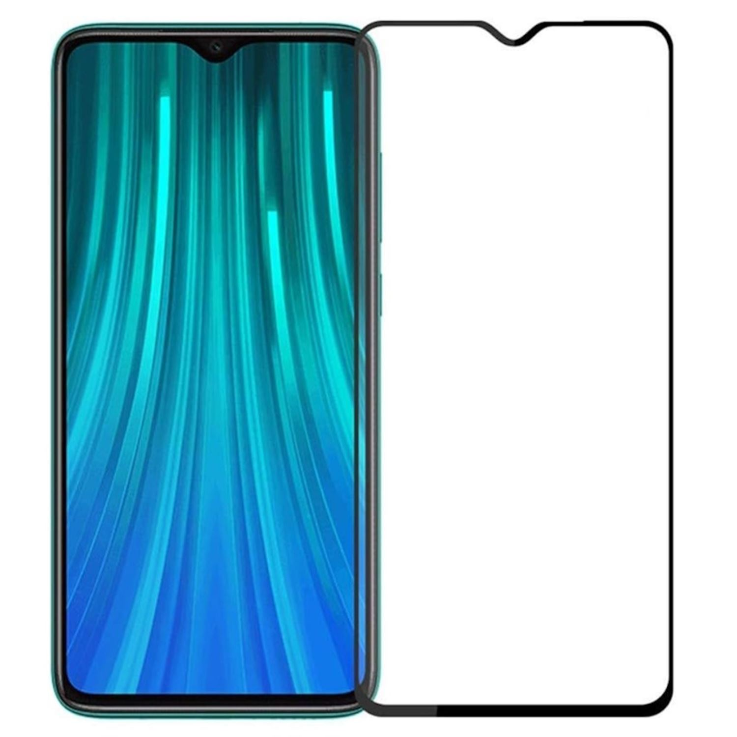 Un protector de pantalla de smartphone en un smartphone con un vibrante fondo azul y verde.