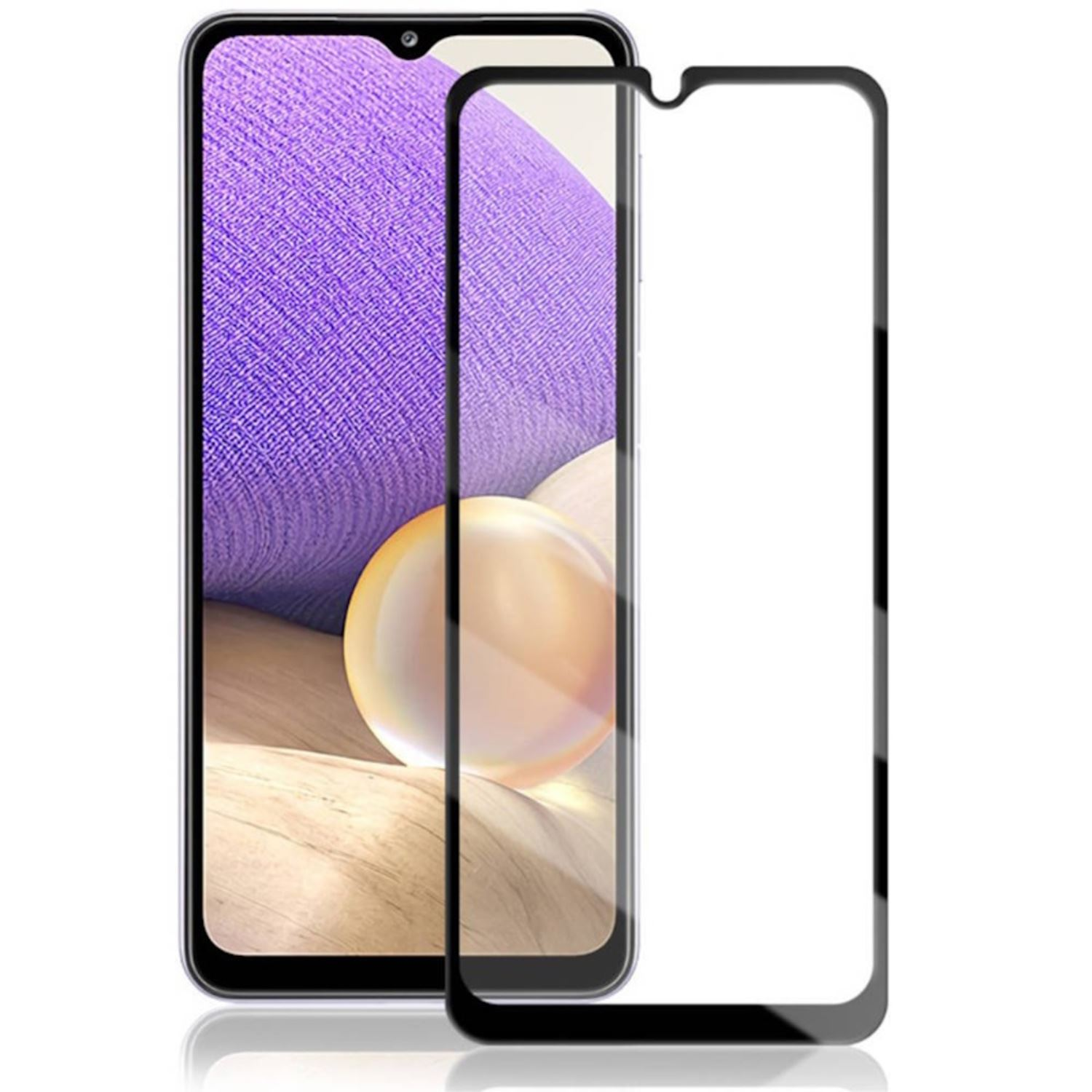 Teléfono con protector de pantalla aplicado. La pantalla tiene un fondo blanco.