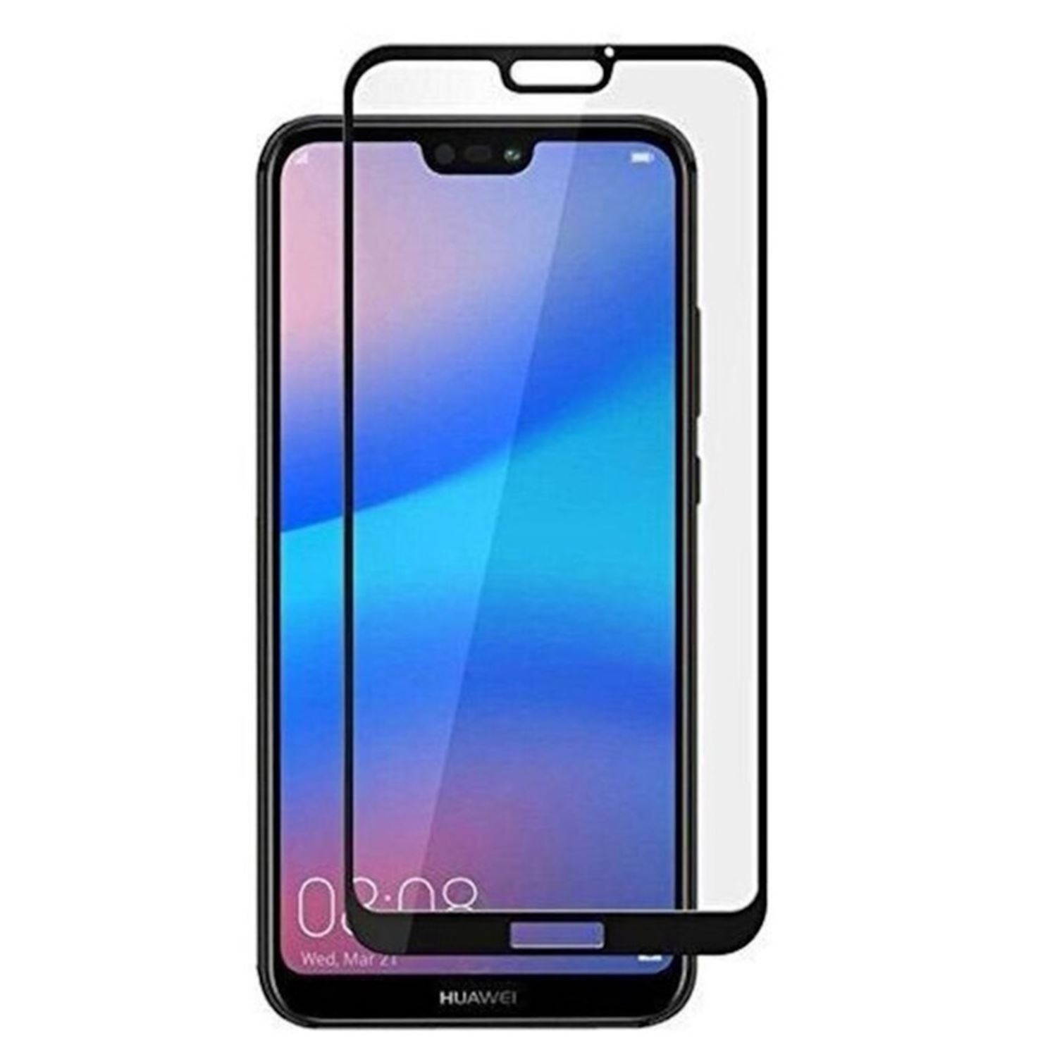 Smartphone con protector de pantalla, mostrando una pantalla. La pantalla tiene iconos y texto.