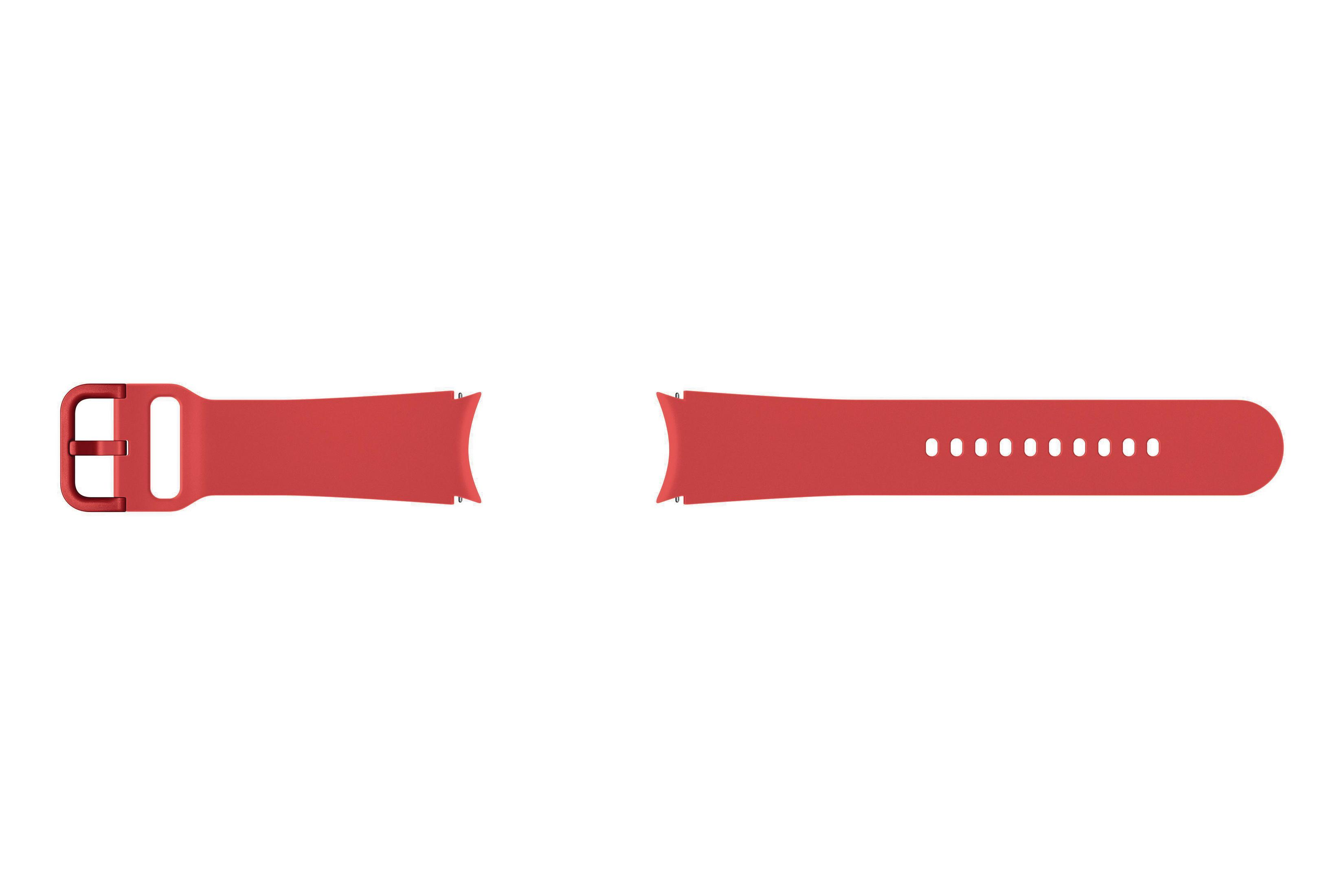 Dos correas de reloj inteligente rojas, una con hebilla y otra con agujeros.