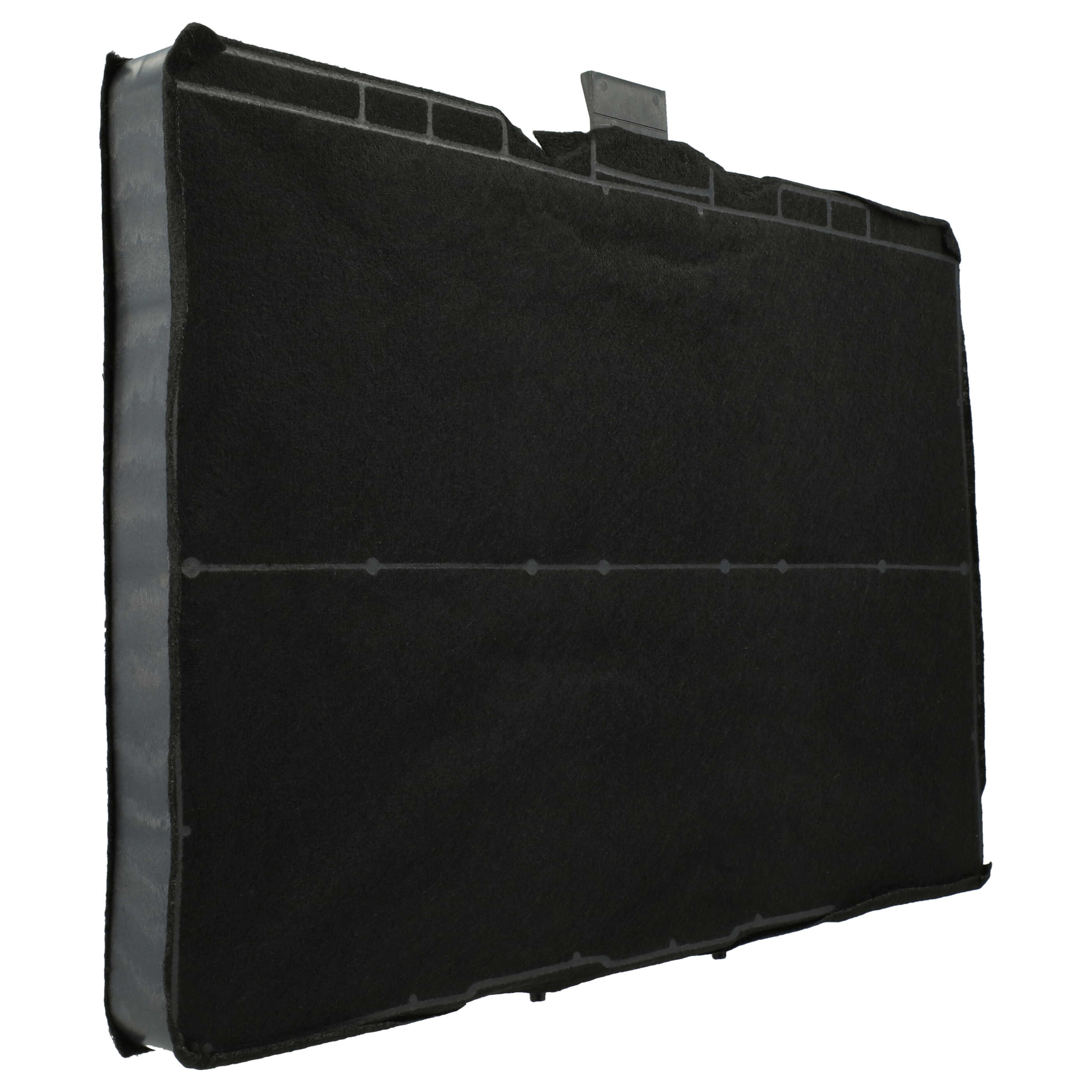Schwarzer rechteckiger Filter mit Rahmen und sichtbarer Innenstruktur, schräge Ansicht.