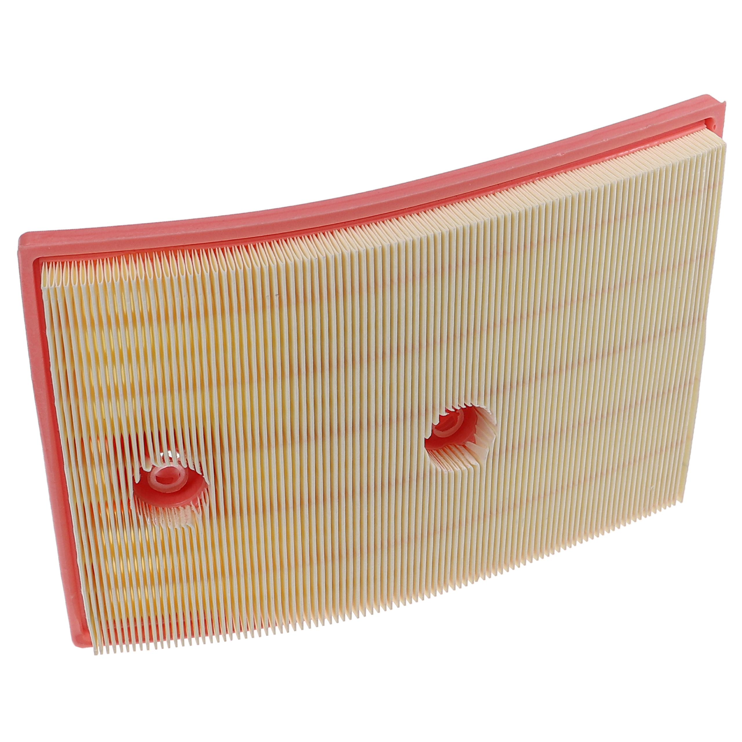 Ein Luftfilter mit rosa Rahmen und gelbem Innenfiltermaterial.