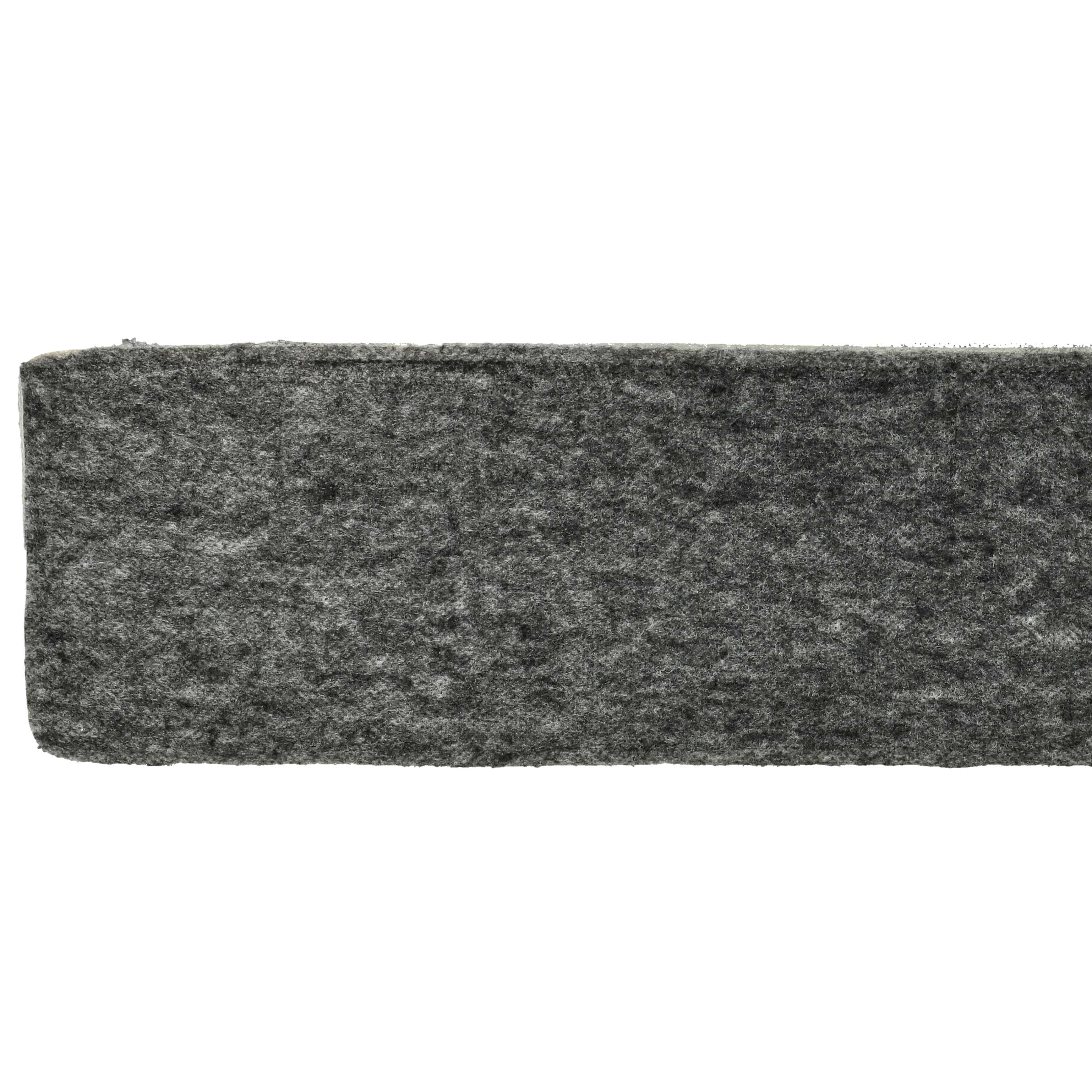 Nahaufnahme eines grauen, rechteckigen Filzmaterials.