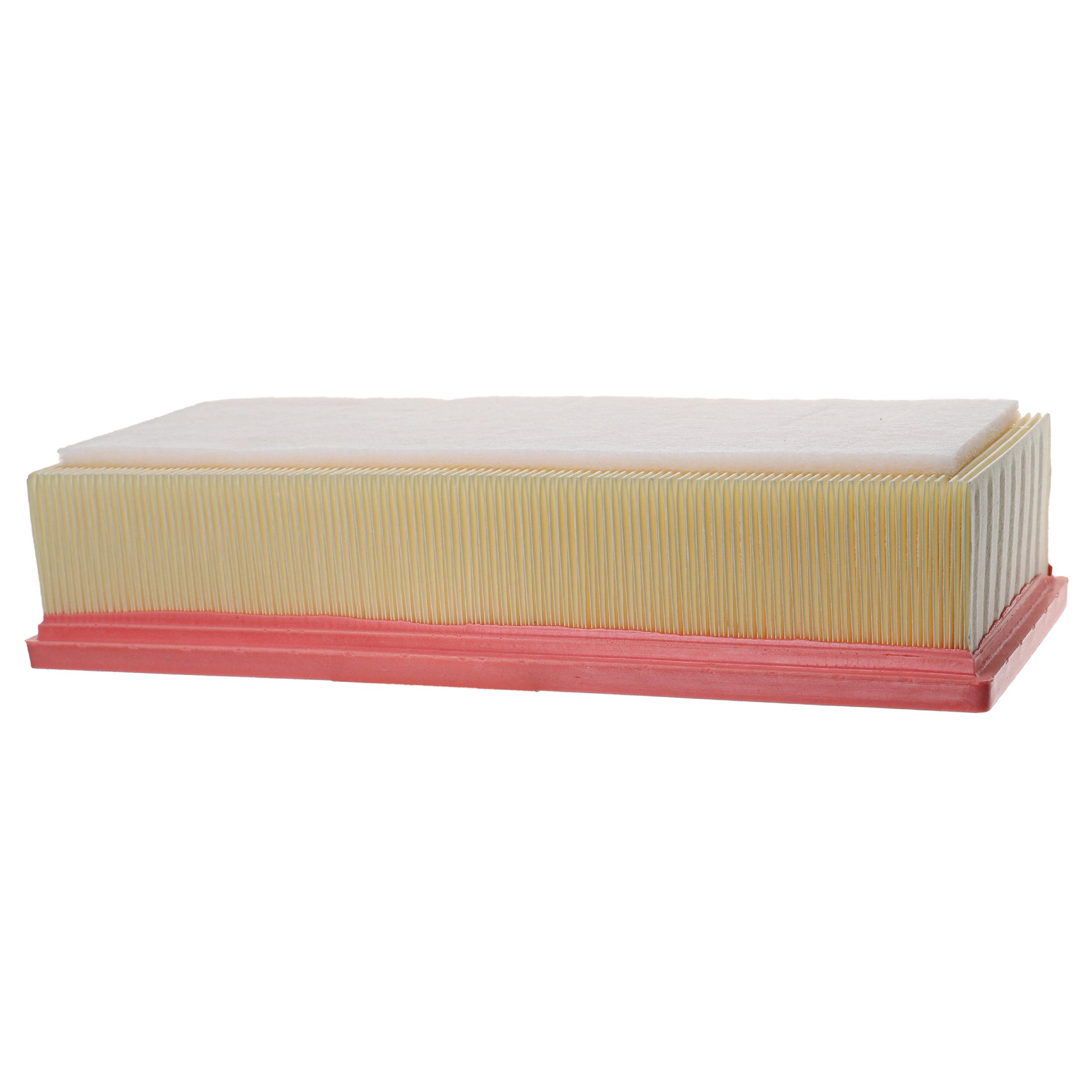 Luftfilter, beige mit rosa Kanten und weißer Oberseite. Es ist rechteckig. Weißer Hintergrund.