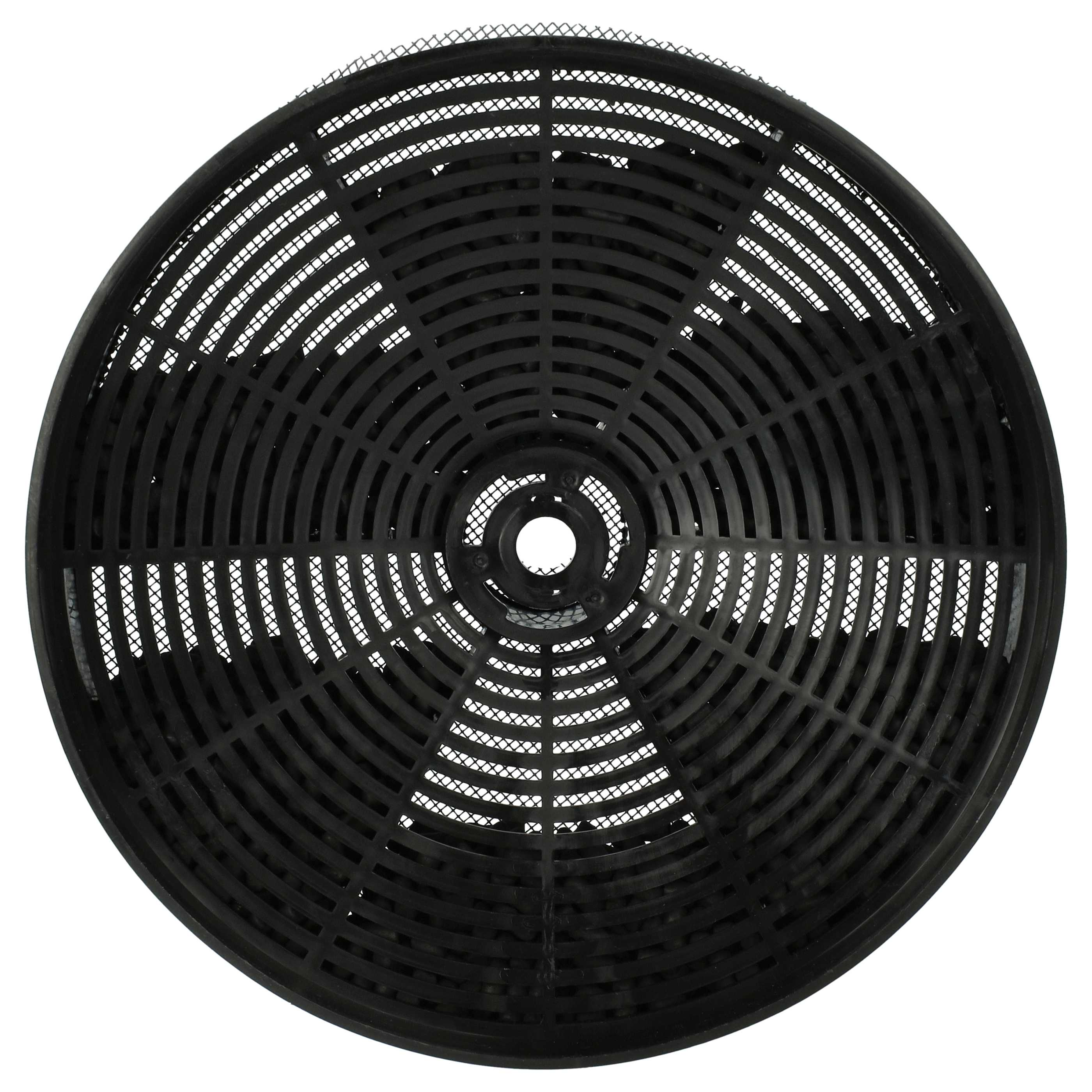Schwarzer runder Luftfilter mit Gittermuster.
