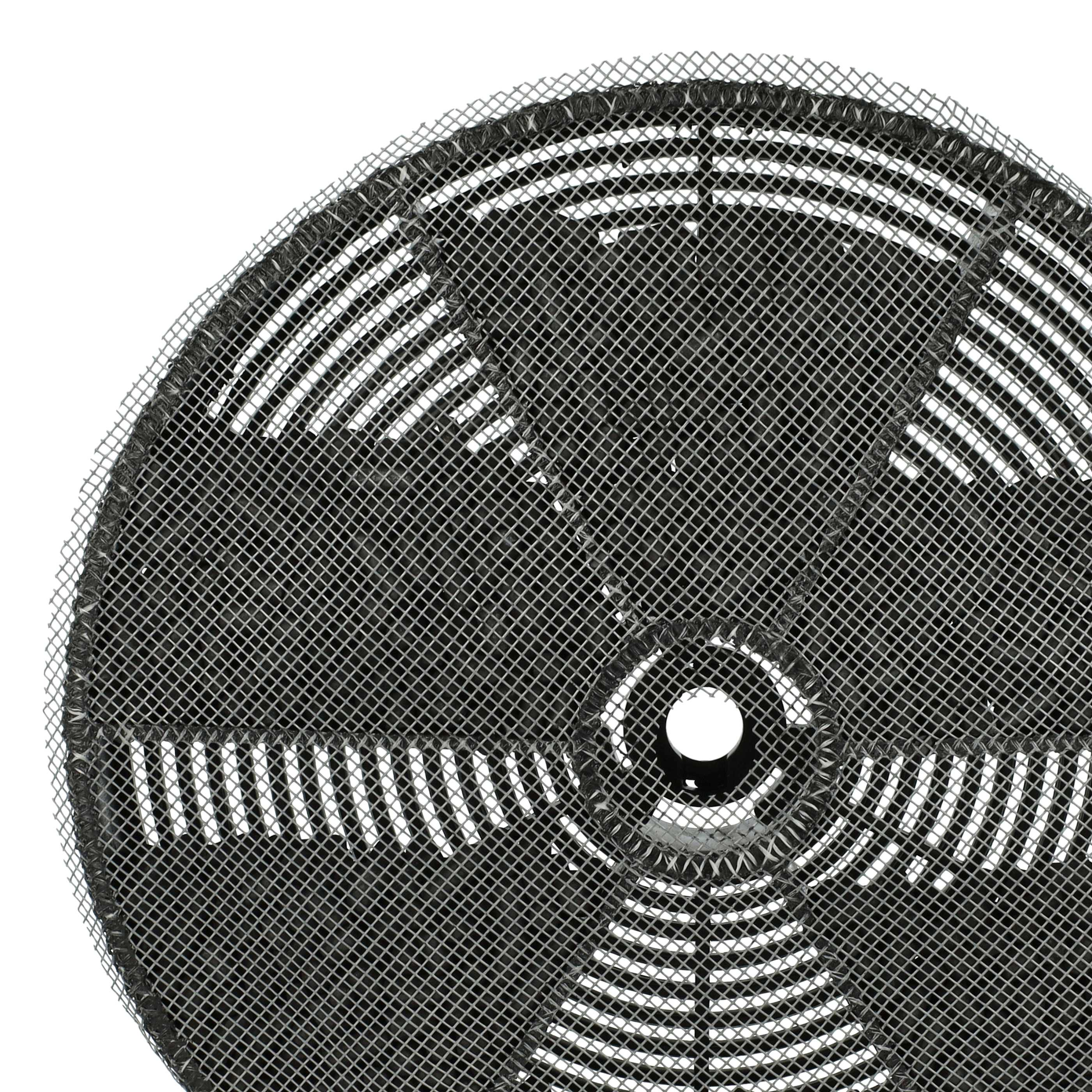 Kreisförmige Metallgitter-Lüfterabdeckung mit Rautenmuster.