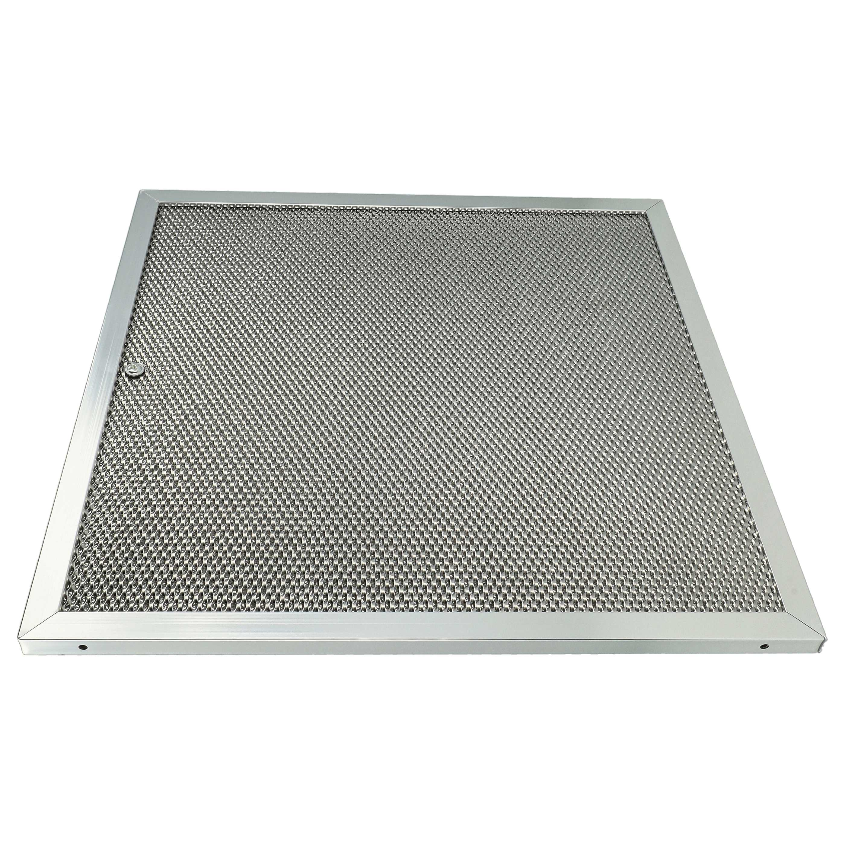 Ein rechteckiger Metallgitterfilter mit silbernem Rahmen.