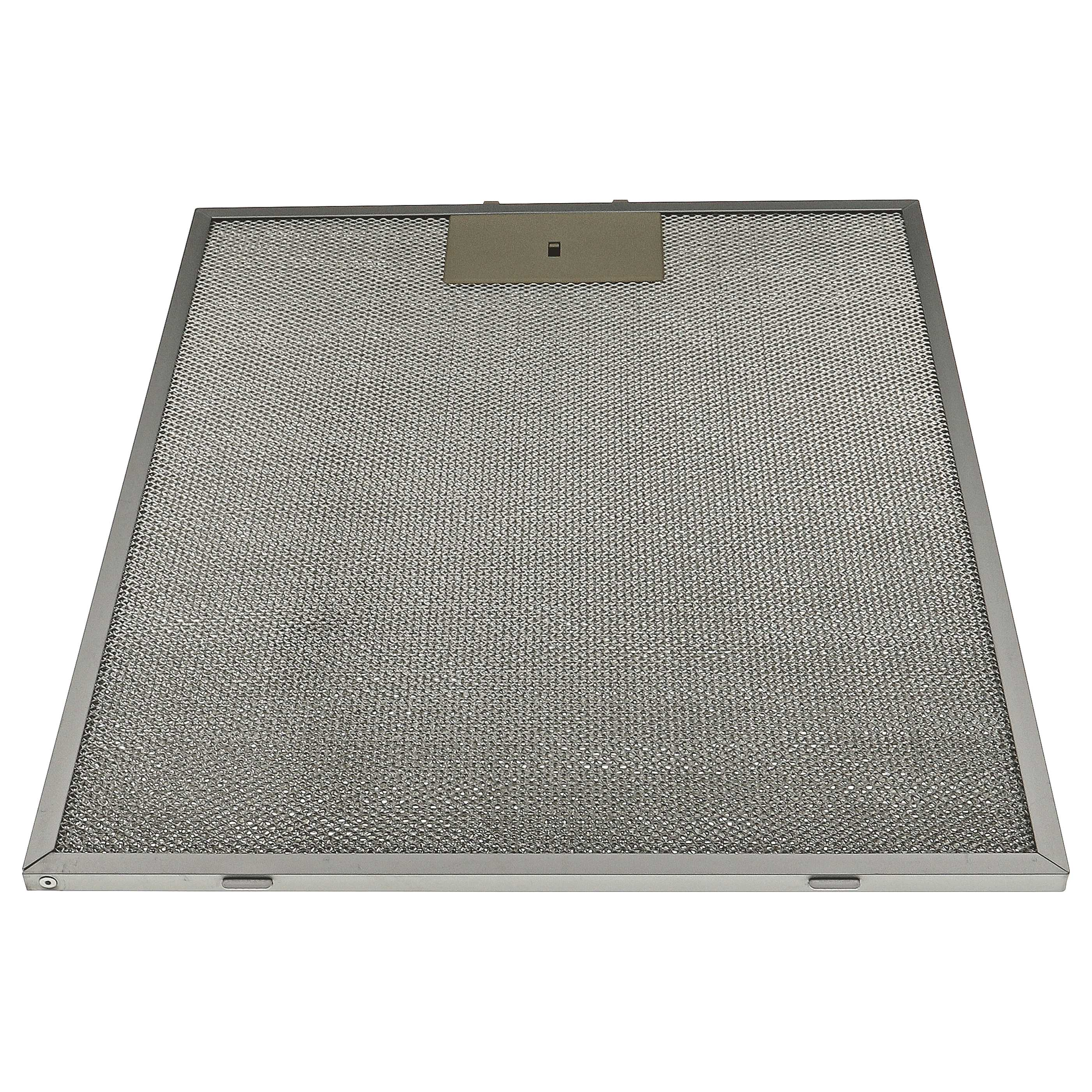 Rechteckiger Metallgitterfilter mit silbernem Rahmen und rechteckigem, grauem Metallgitter im Inneren.