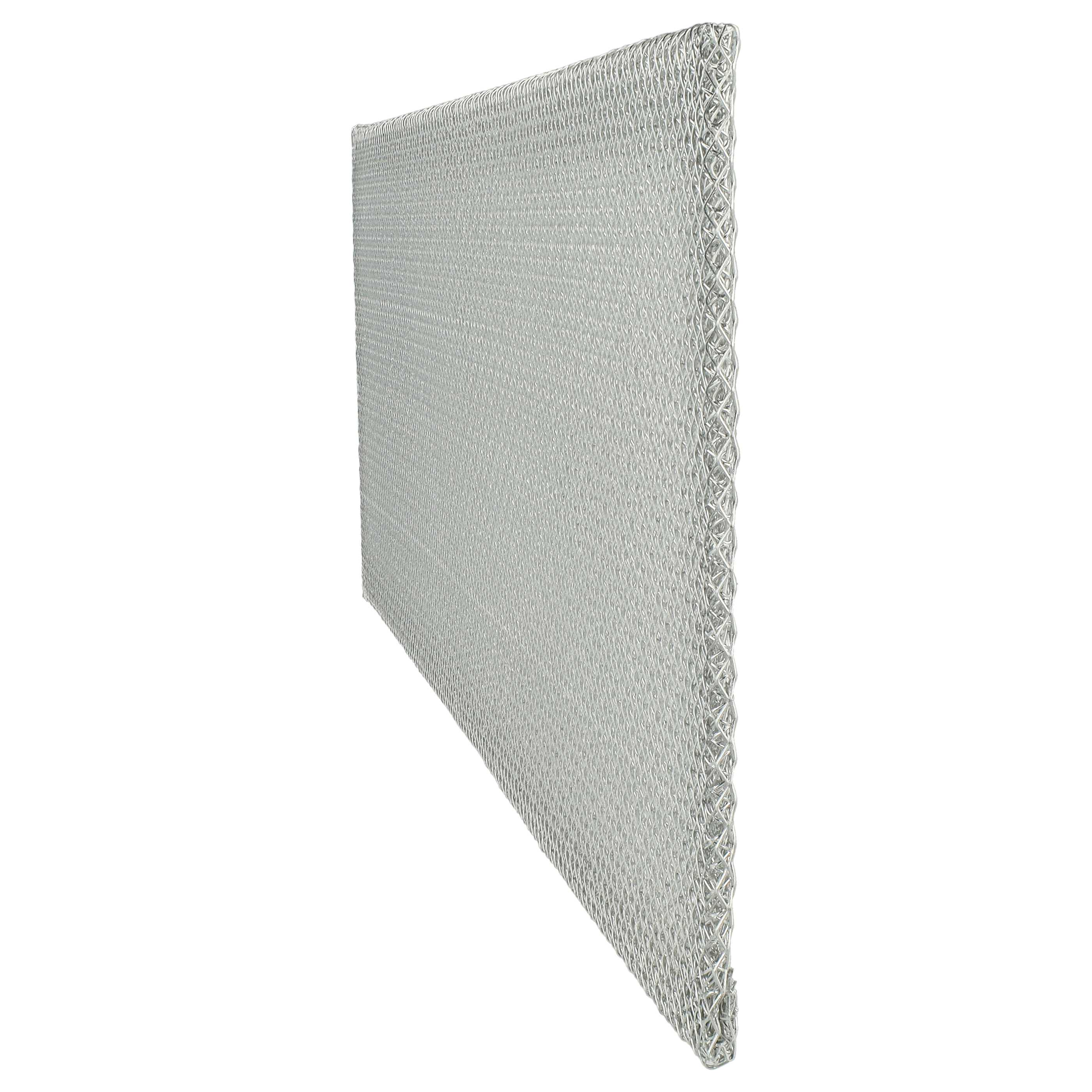 Eine graue, gitterartige Platte vor weißem Hintergrund mit geometrischem Muster.