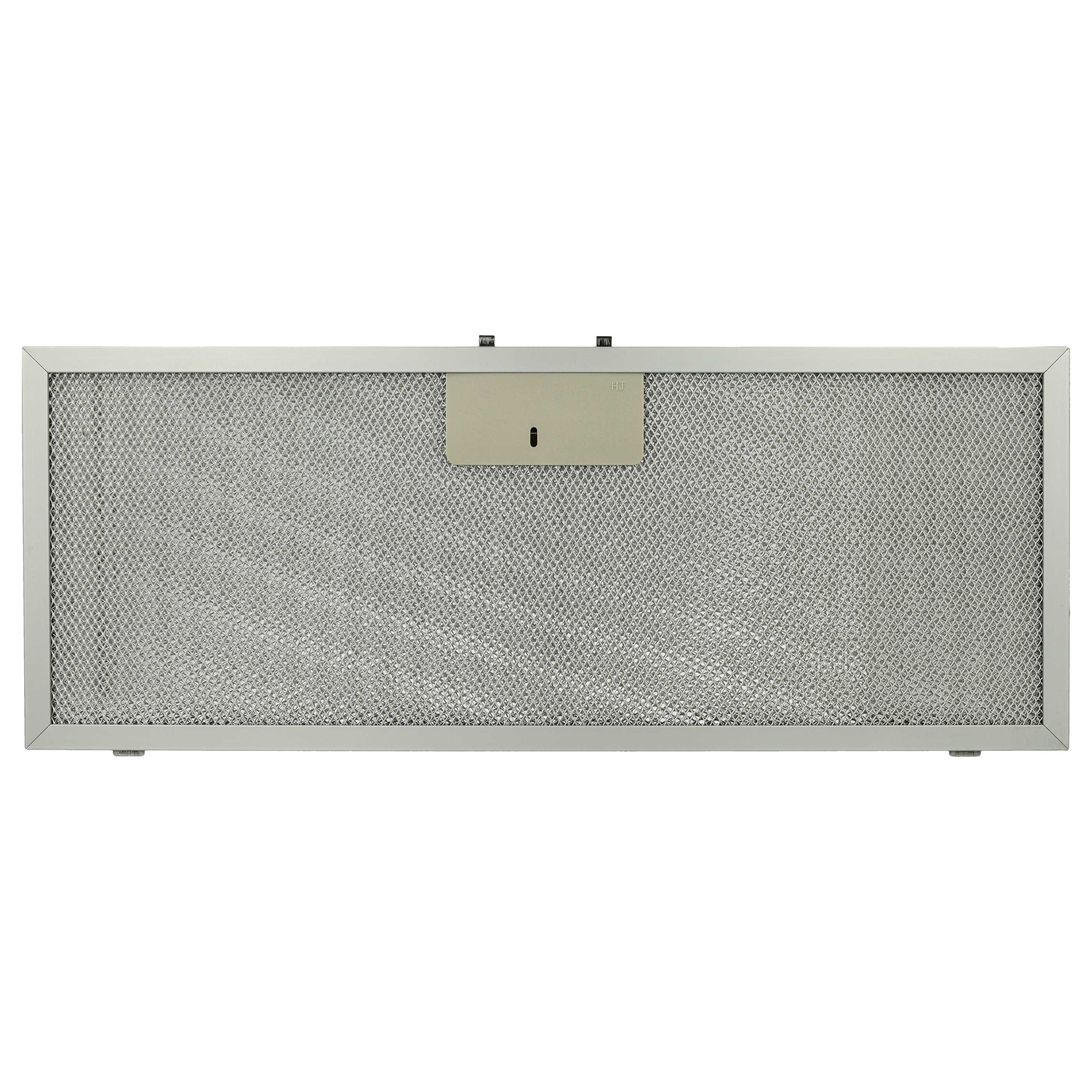 Silberner Dunstabzugsfilter. Maschensieb mit griffähnlichem Mittelteil. Rechteckige Form.