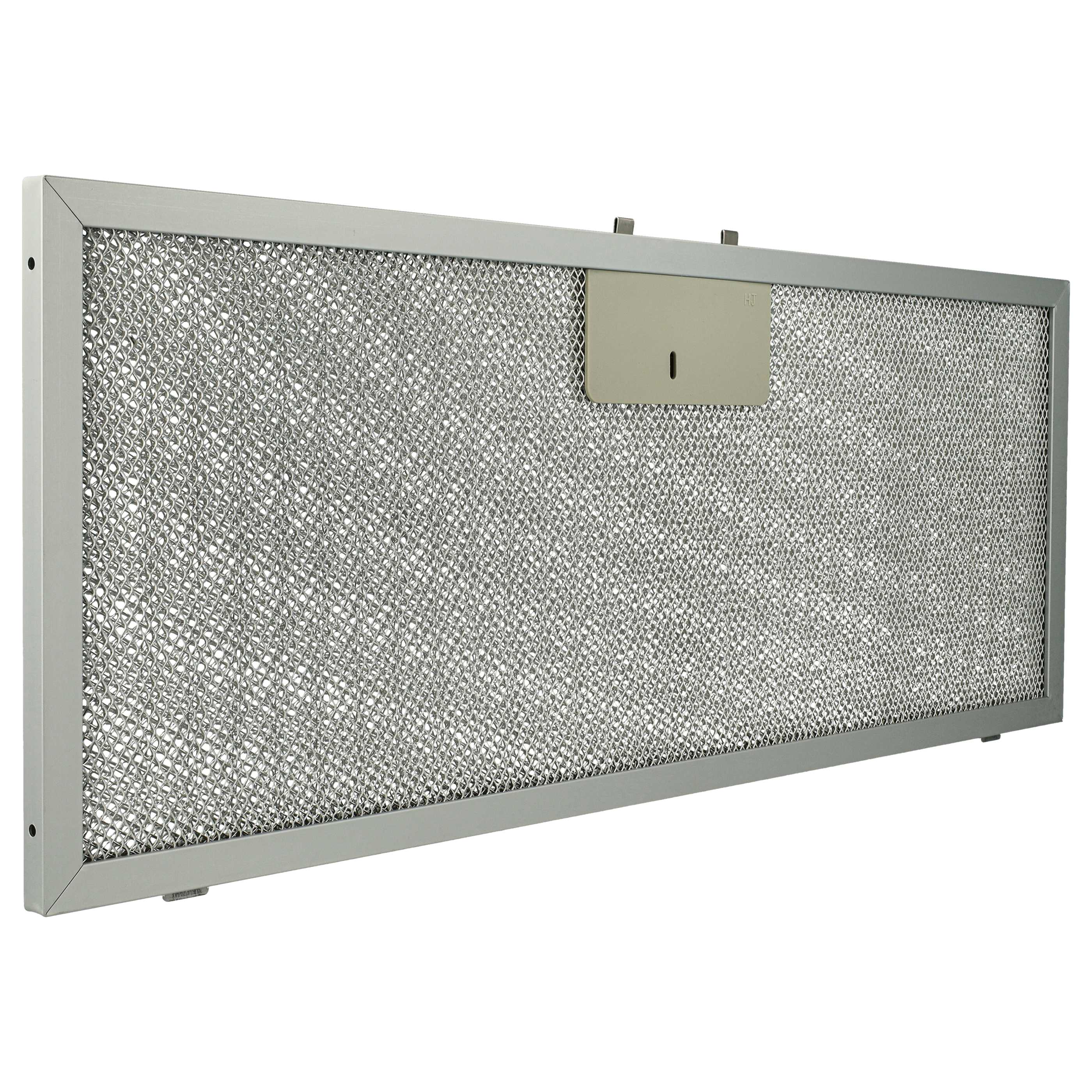 Ein rechteckiger Dunstabzugsfilter mit Metallgitter, umgeben von einem Metallrahmen.