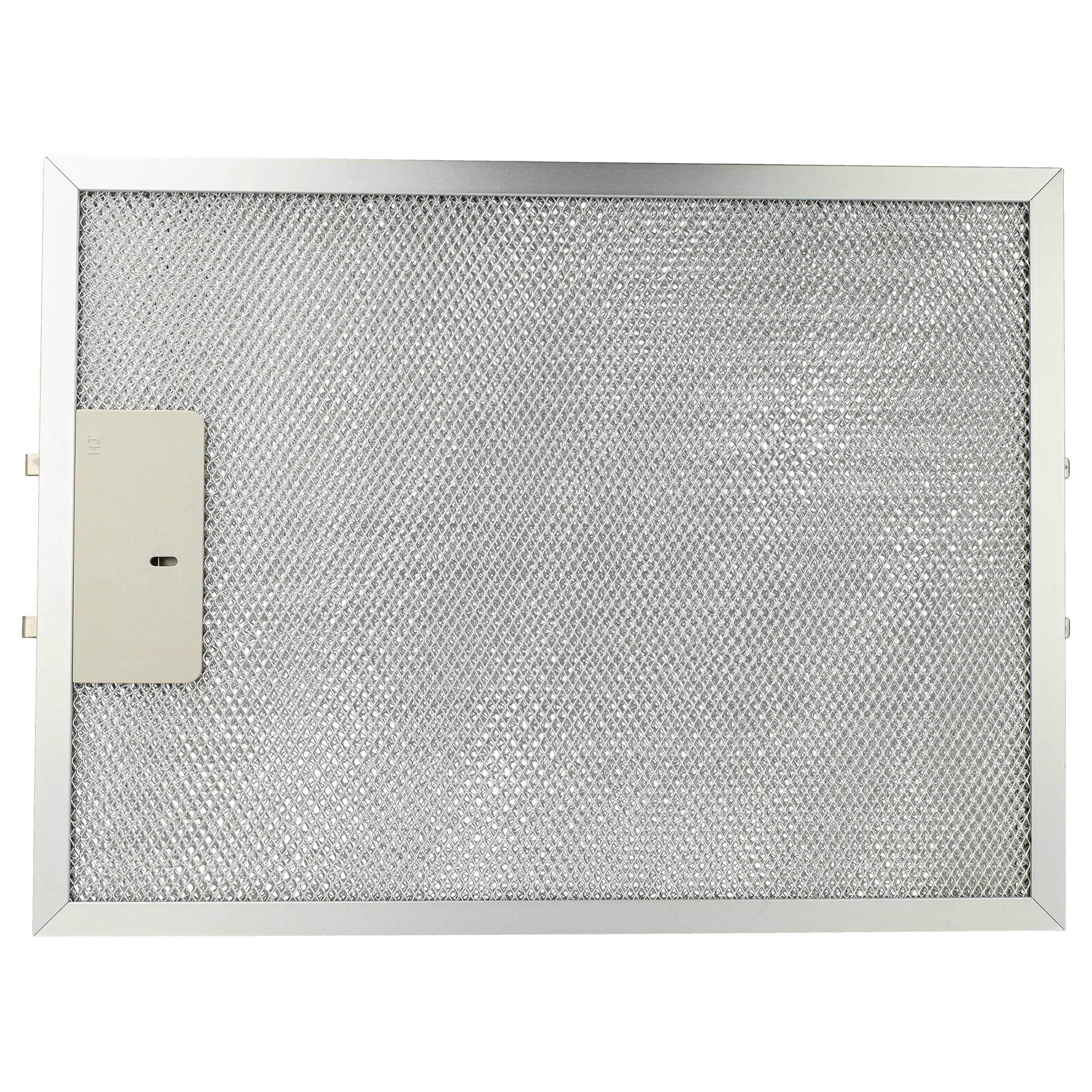 Küchenfilter mit einer metallischen Netzstruktur in einem rechteckigen Rahmen.