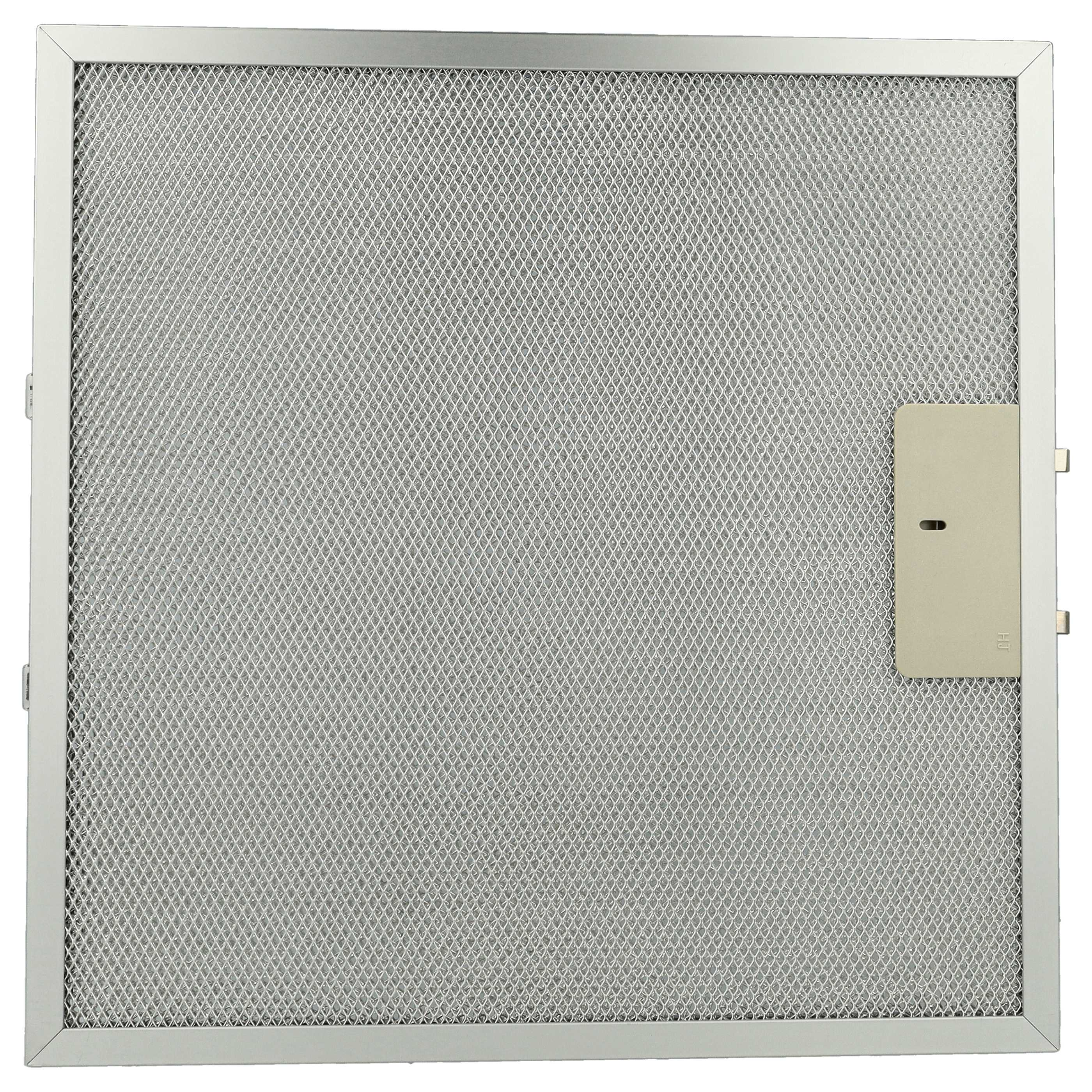 Ein Metallluftfilter mit Gitter und einem beigen rechteckigen Stück mit Loch. Es ist in einem Rahmen.
